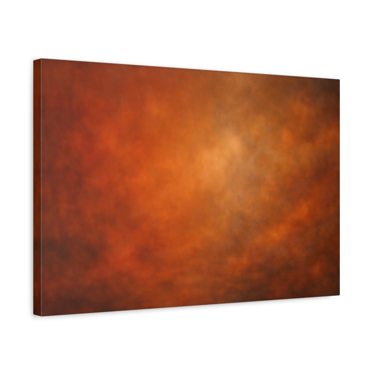 Side Mockup 3. Abstract Color Gradient Orange And Brown shown as stretched canvas wall art