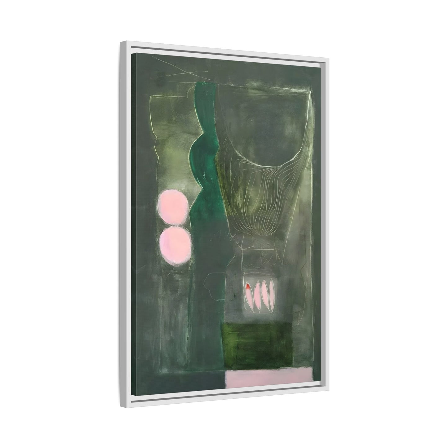 Abstract Eclectic Modern Canvas Painting Print - Extra Large Green Wall Art