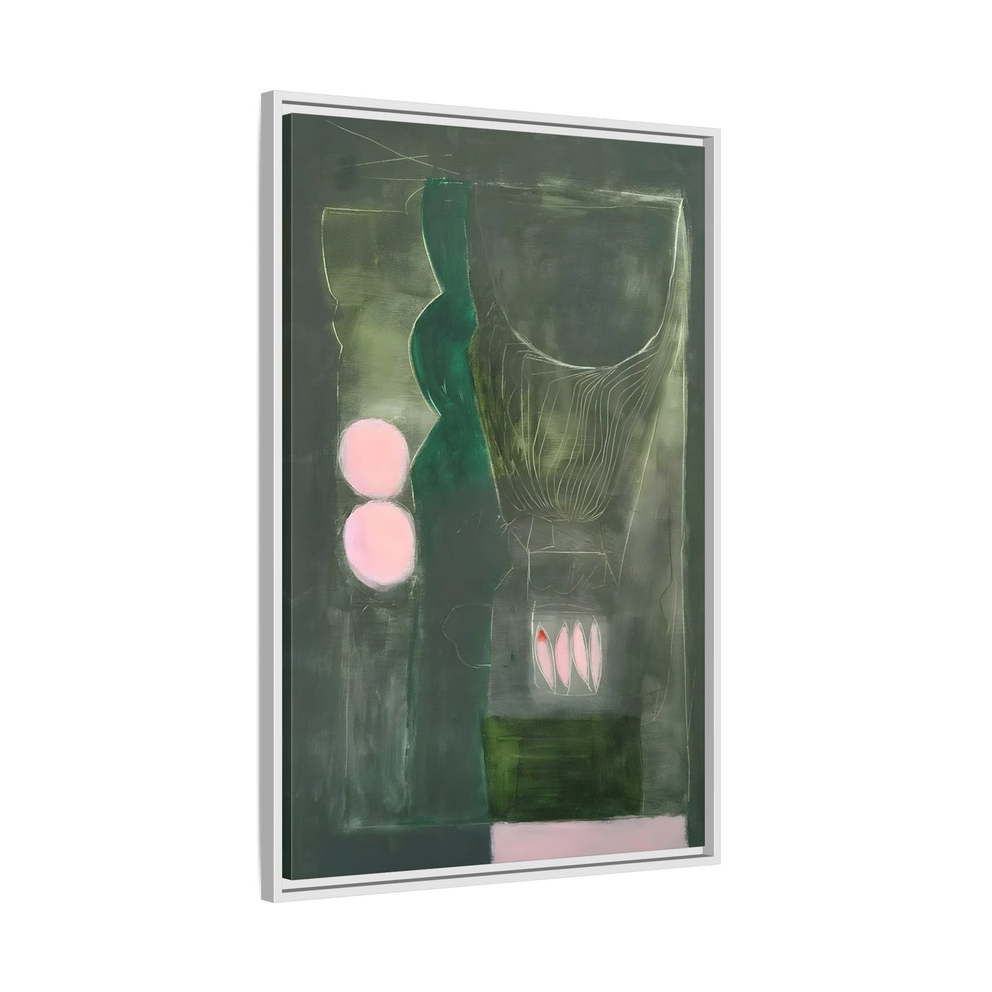 Abstract Eclectic Modern Canvas Painting Print - Extra Large Green Wall Art