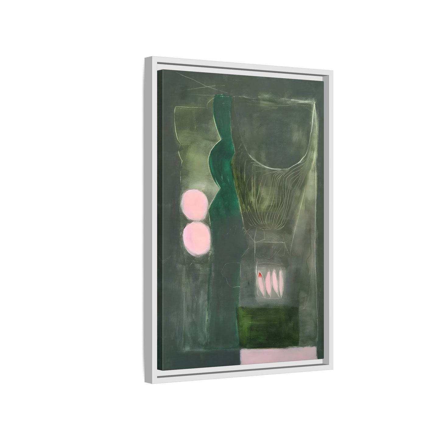Abstract Eclectic Modern Canvas Painting Print - Extra Large Green Wall Art