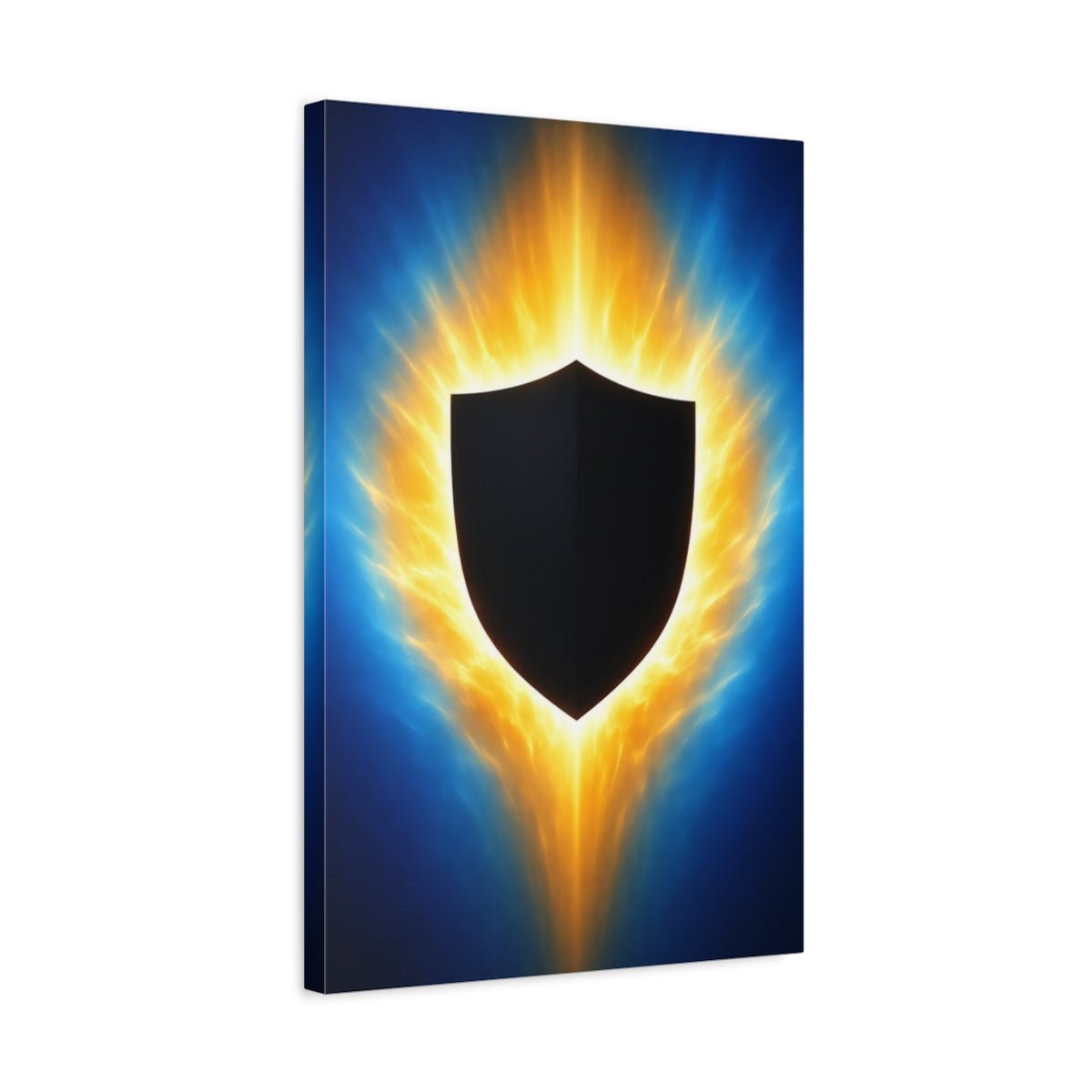Abstract Energy Shield Blue And Gold - Canvas Wall Art Print - YesArtYes
