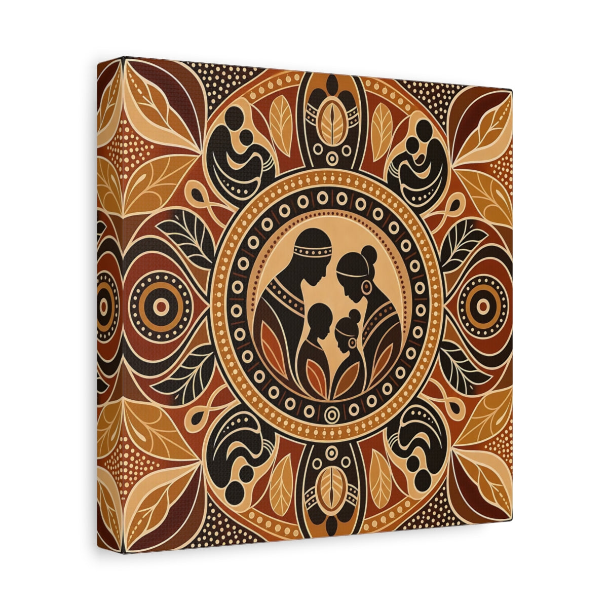 Side Mockup 9. Abstract Family Brown And Tan shown as canvas print