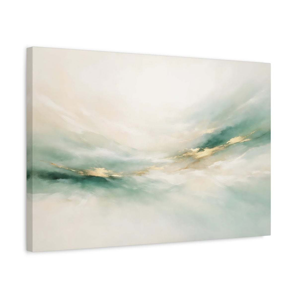 Side Mockup 3. Abstract Abstract Flow Teal Gold Abstract shown as stretched canvas wall art