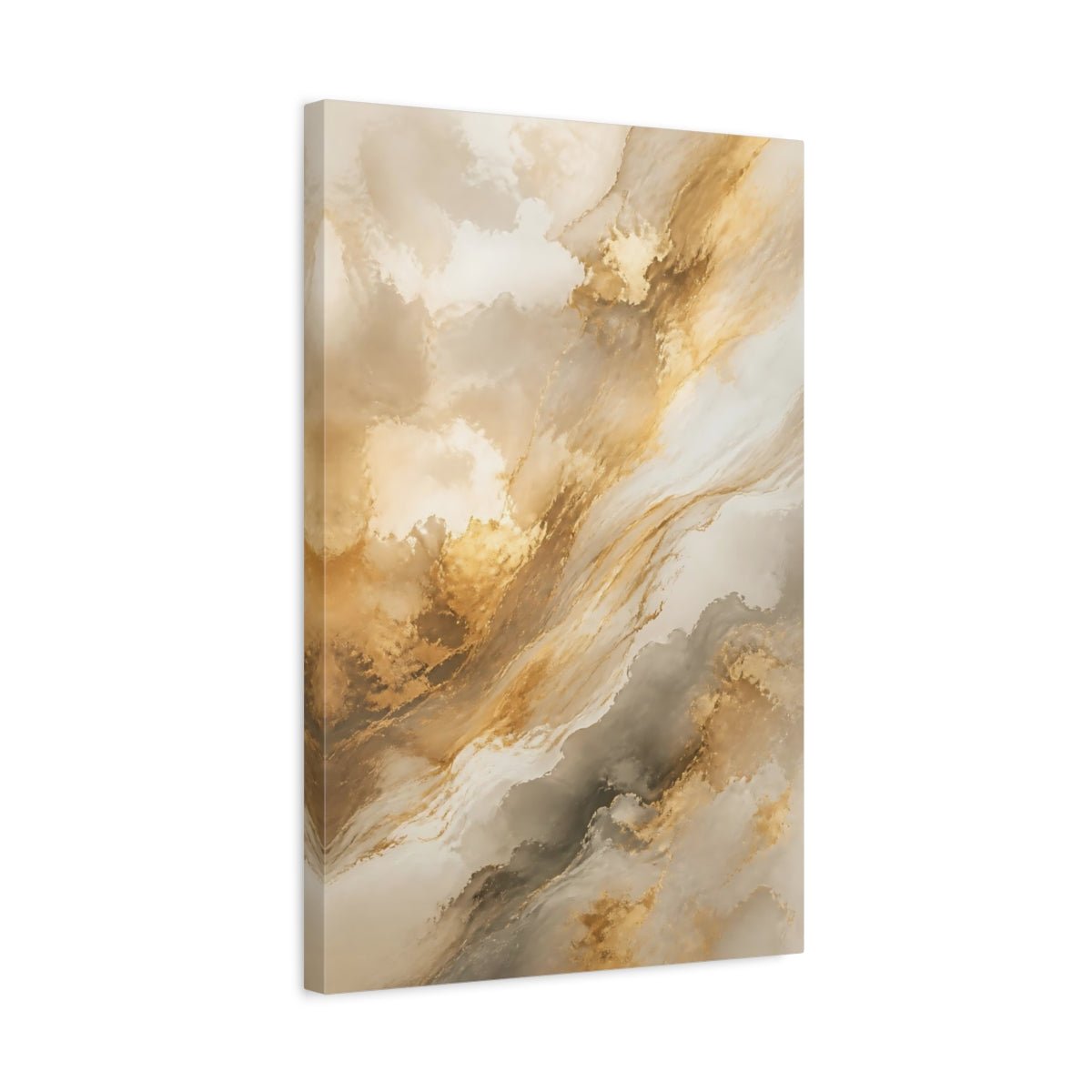 Abstract Fluid Gold And Grey Canvas Print – Living Room, Above Couch, - YesArtYes