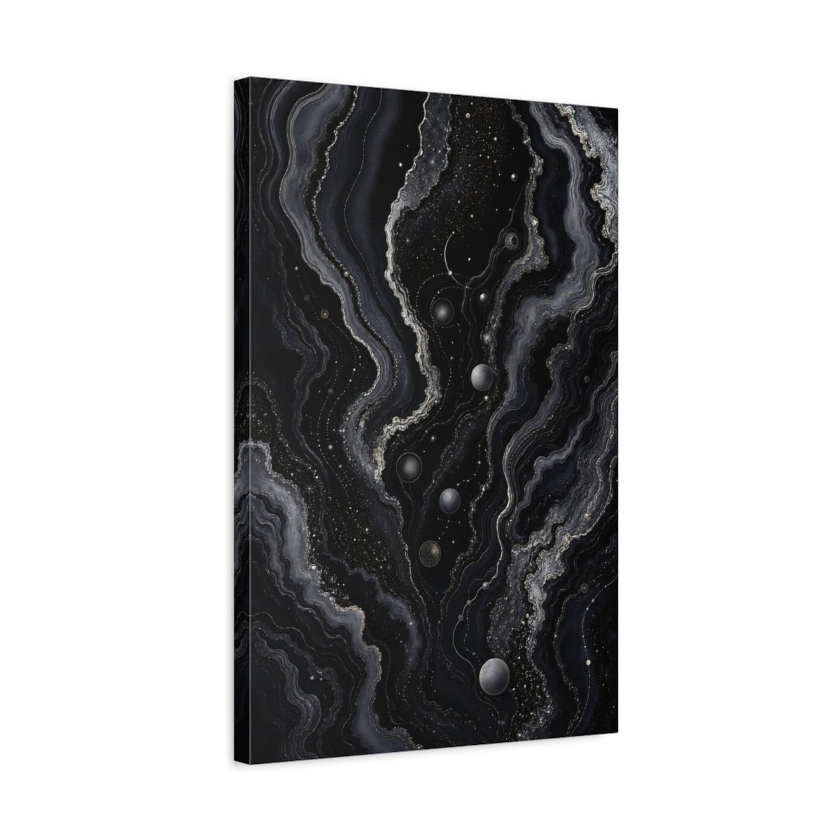 Abstract Geode Black And Gold Canvas Wall Art Print – Living Room, Above Console Table - YesArtYes