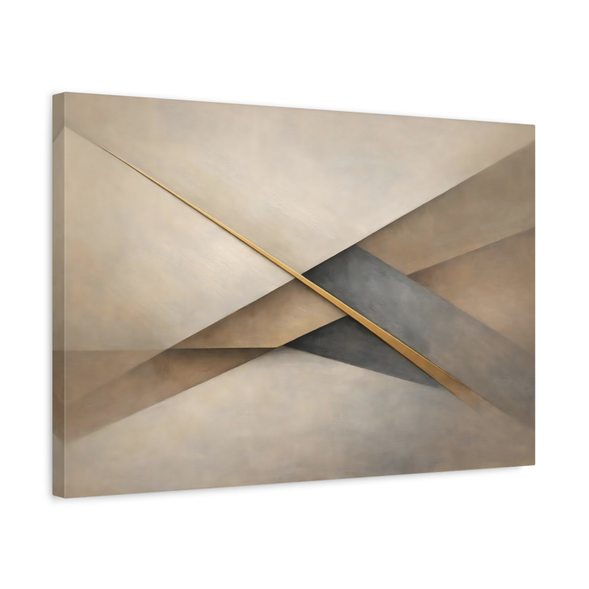 Side Mockup 3. Abstract Geometric Forms Neutral Gold Abstract shown as stretched canvas wall art