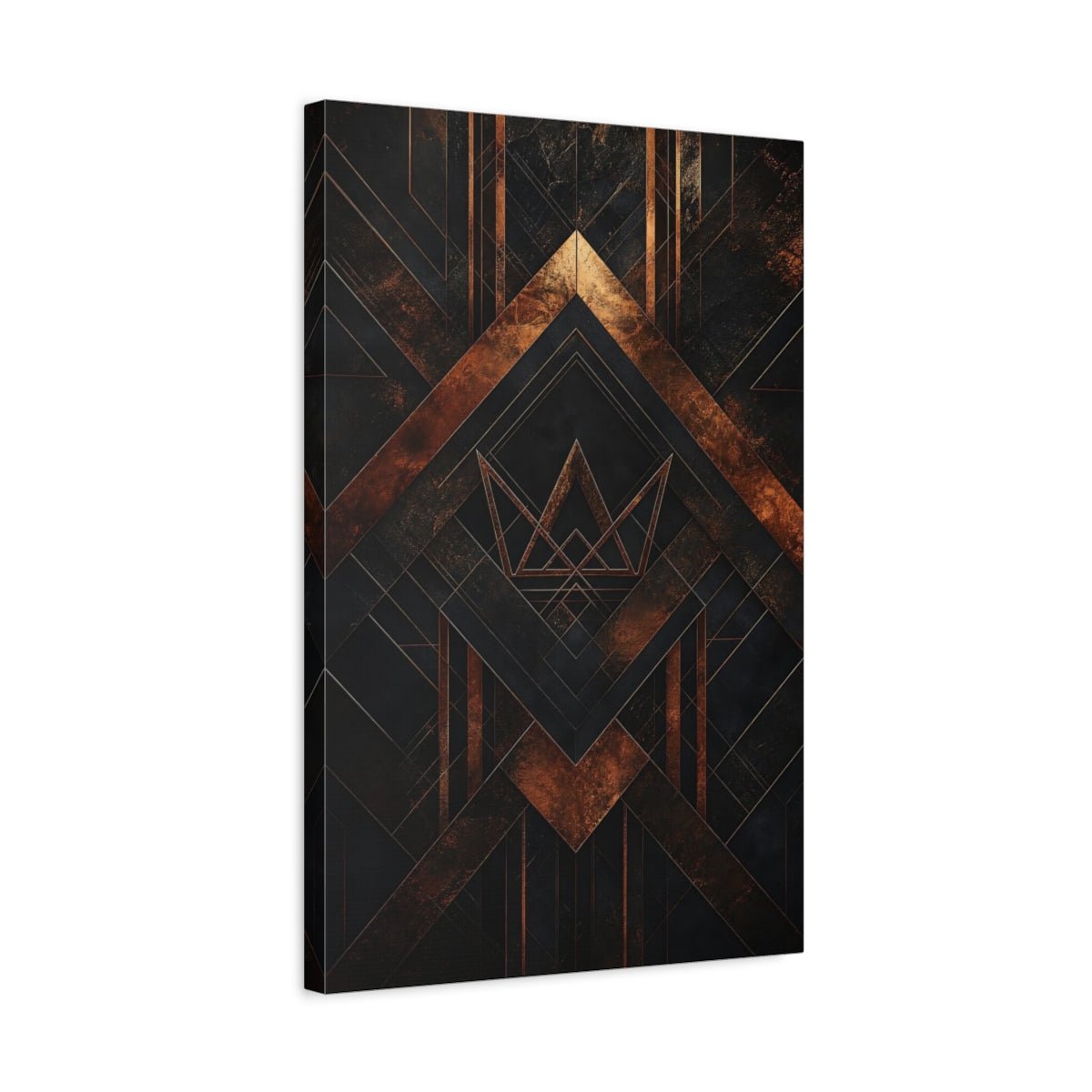 Abstract Geometric Pattern Black And Gold Canvas Wall Art Print – Deco Living Room, Above Sofa - YesArtYes