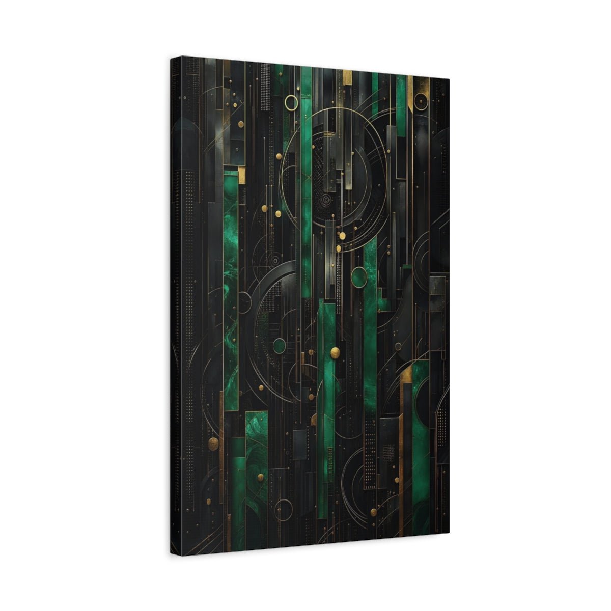 Abstract Geometric Pattern Emerald Gold Canvas Print – Living Room, Large Wall - YesArtYes