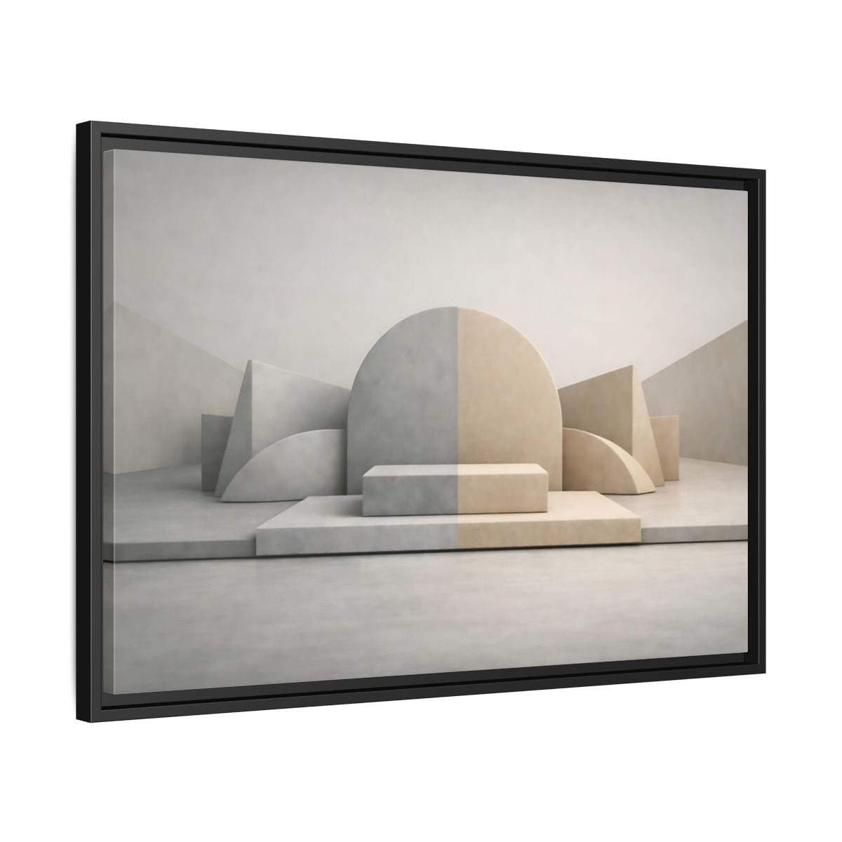 Side Mockup 14. Abstract Geometric Shapes Neutral Geometric Forms shown as stretched canvas wall art