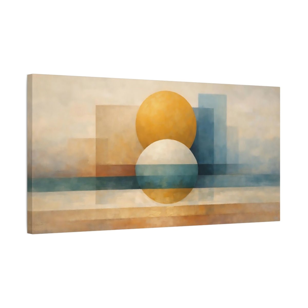 Abstract Geometric Shapes Yellow Blue - Canvas Wall Art Print - YesArtYes