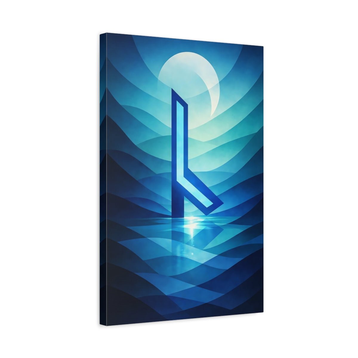 Abstract Geometric Symbol Blue - Canvas Wall Art Print - YesArtYes