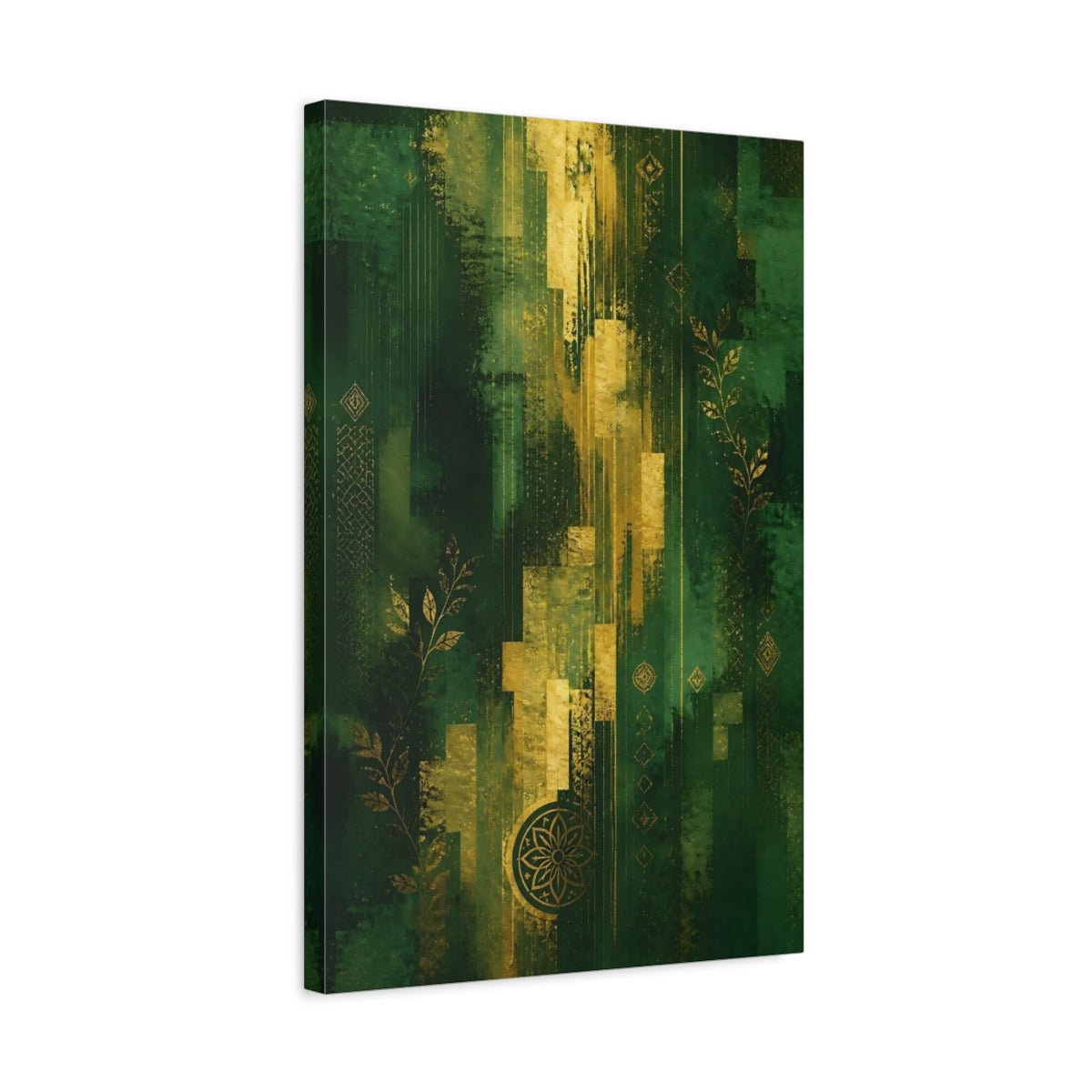 Abstract Gold Green And Canvas Wall Art Print – Modern Living Room, Above Sofa - YesArtYes