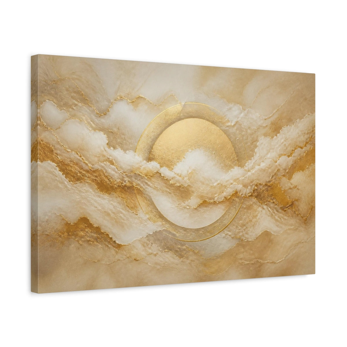 Side Mockup 3. Abstract Gold Halo shown as canvas print
