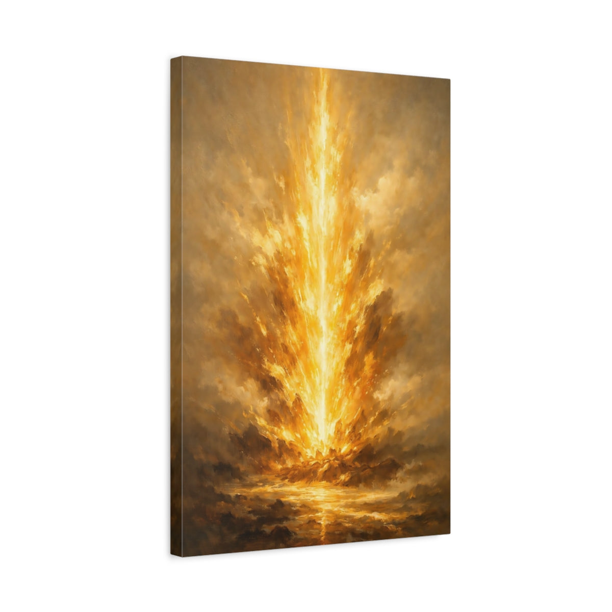 Side Mockup 3. Abstract Golden Burst Golden Burst shown as stretched canvas wall art