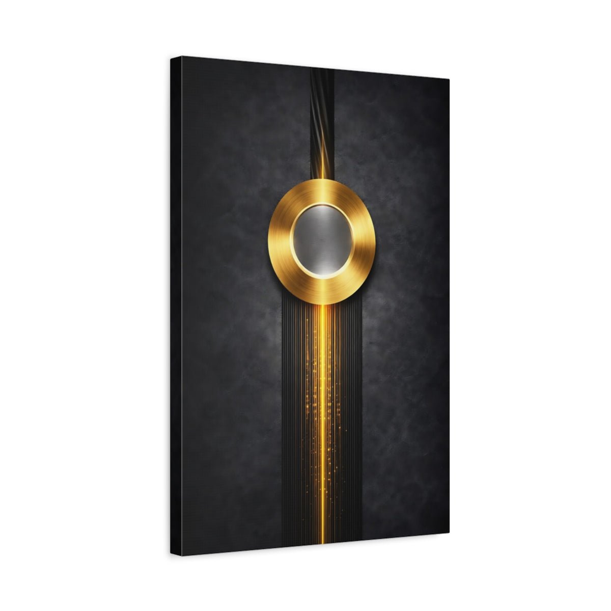 Abstract Golden Circle Black - Canvas Wall Art Print - YesArtYes