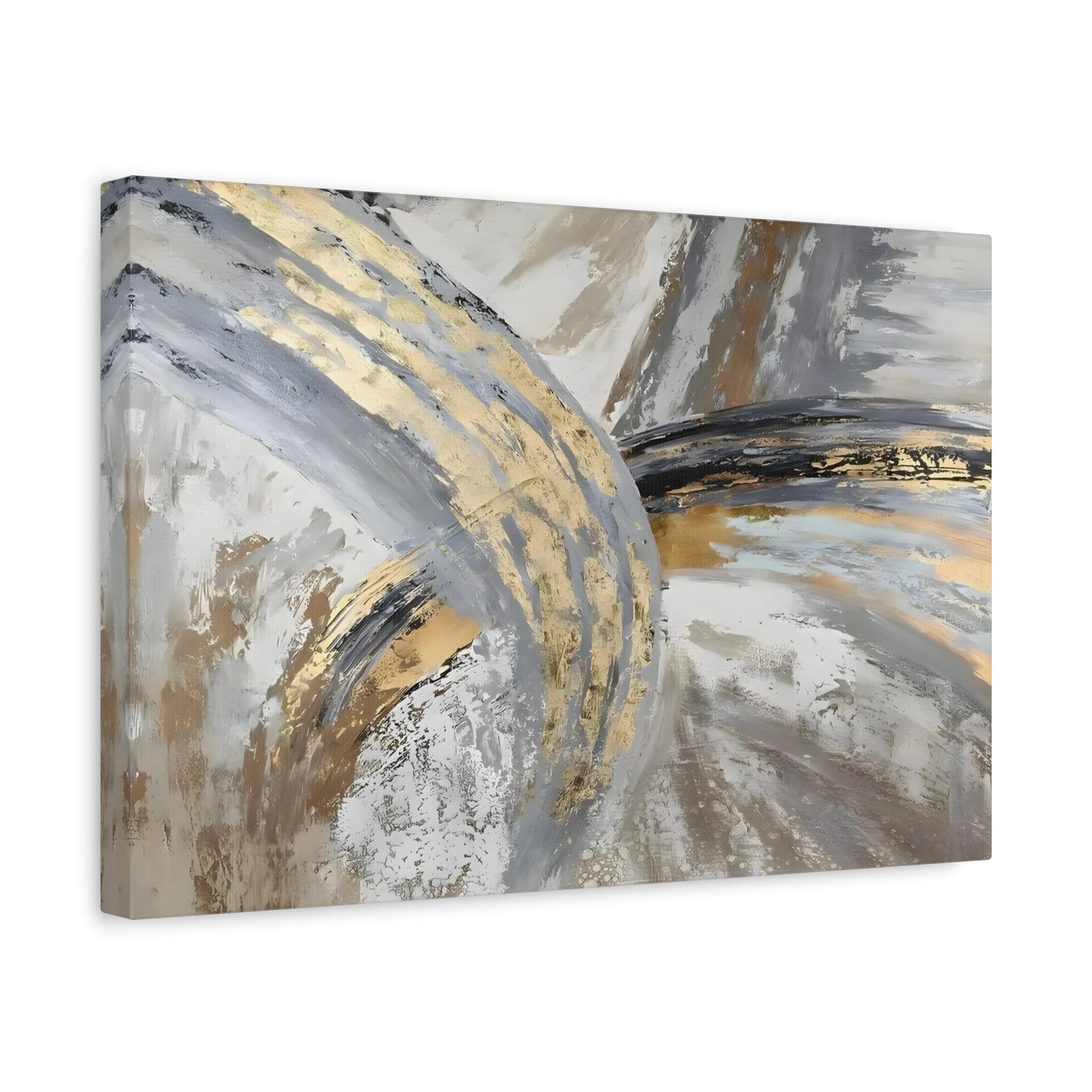 Abstract Golden Grey Canvas Wall Art Print - Large Gold Silver Wall Art - YesArtYes