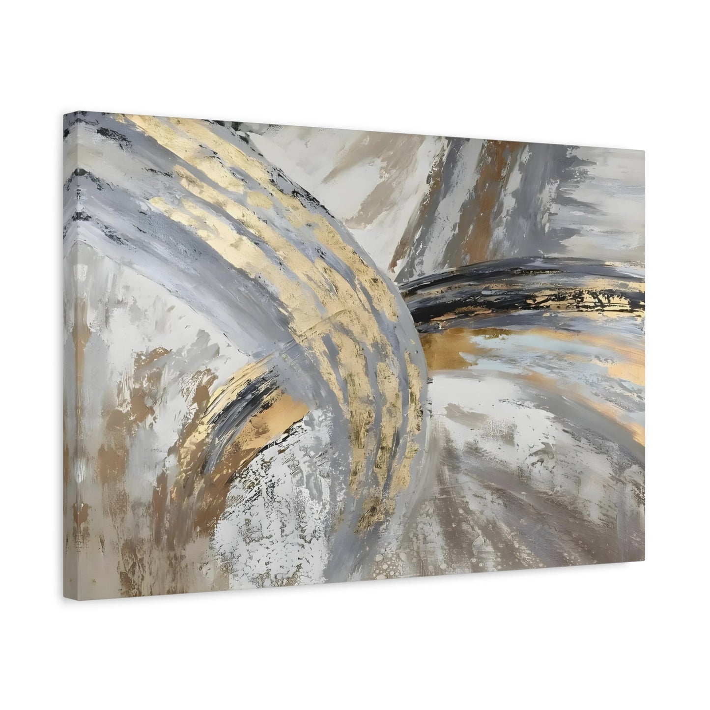 Abstract Golden Grey Canvas Wall Art Print - Large Gold Silver Wall Art - YesArtYes