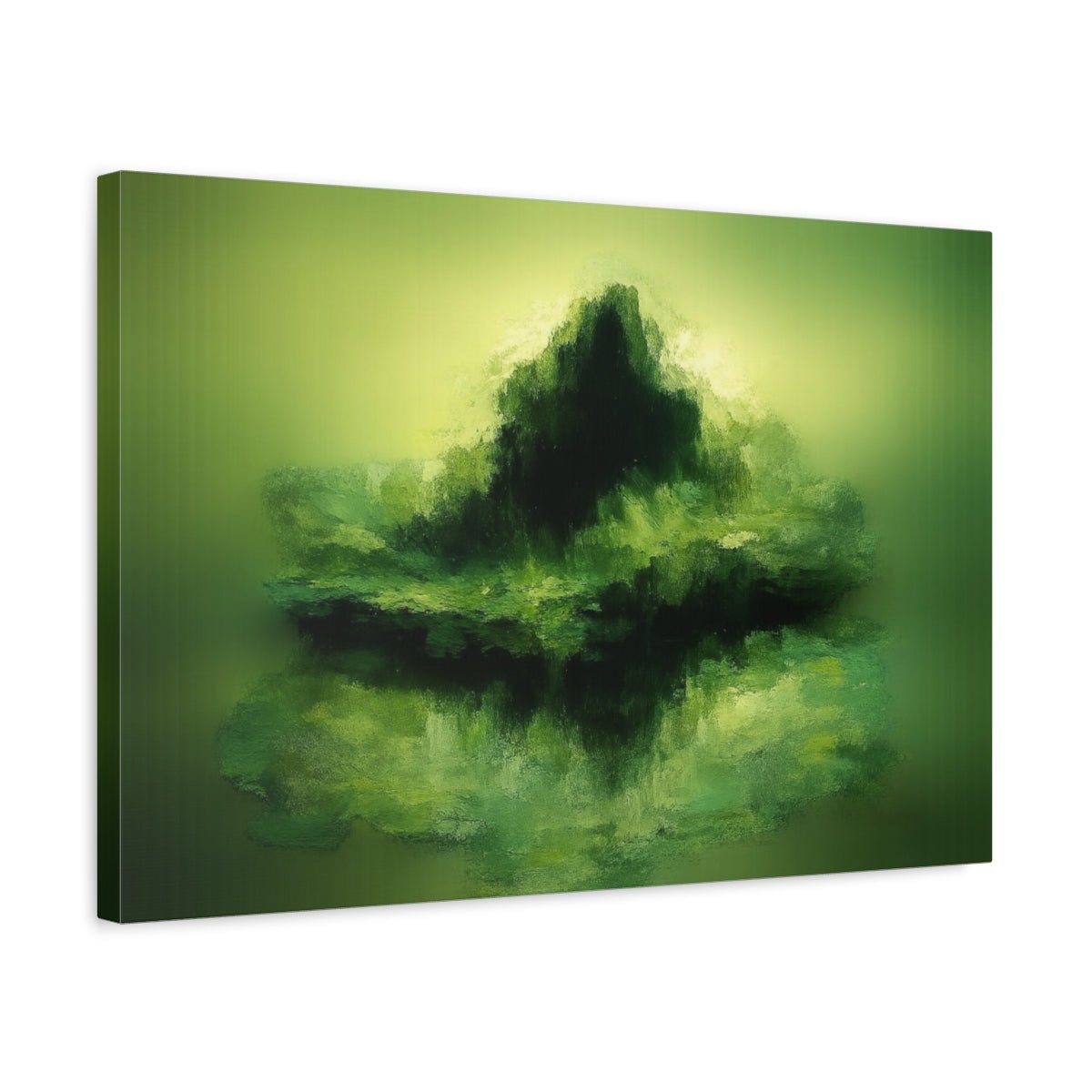 Abstract Green Mountain Reflection Nature - Canvas Wall Art Print - YesArtYes