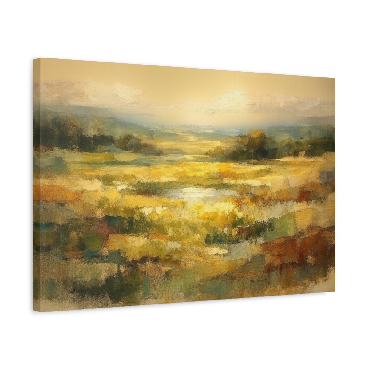 Abstract Landscape Meadow Field Nature - Canvas Wall Art Print - YesArtYes