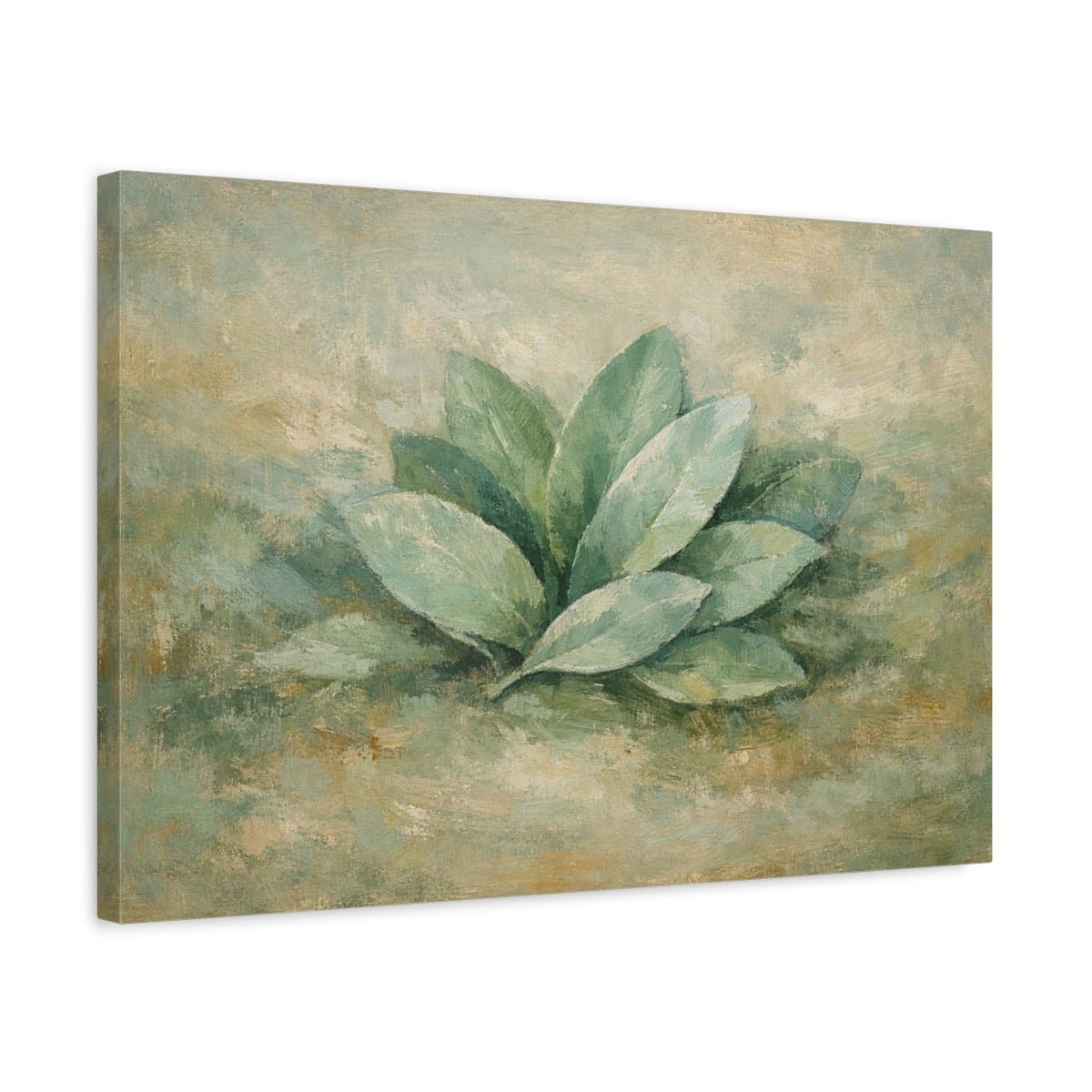 Abstract Leaves Sage Foliage Nature - Canvas Wall Art Print - YesArtYes