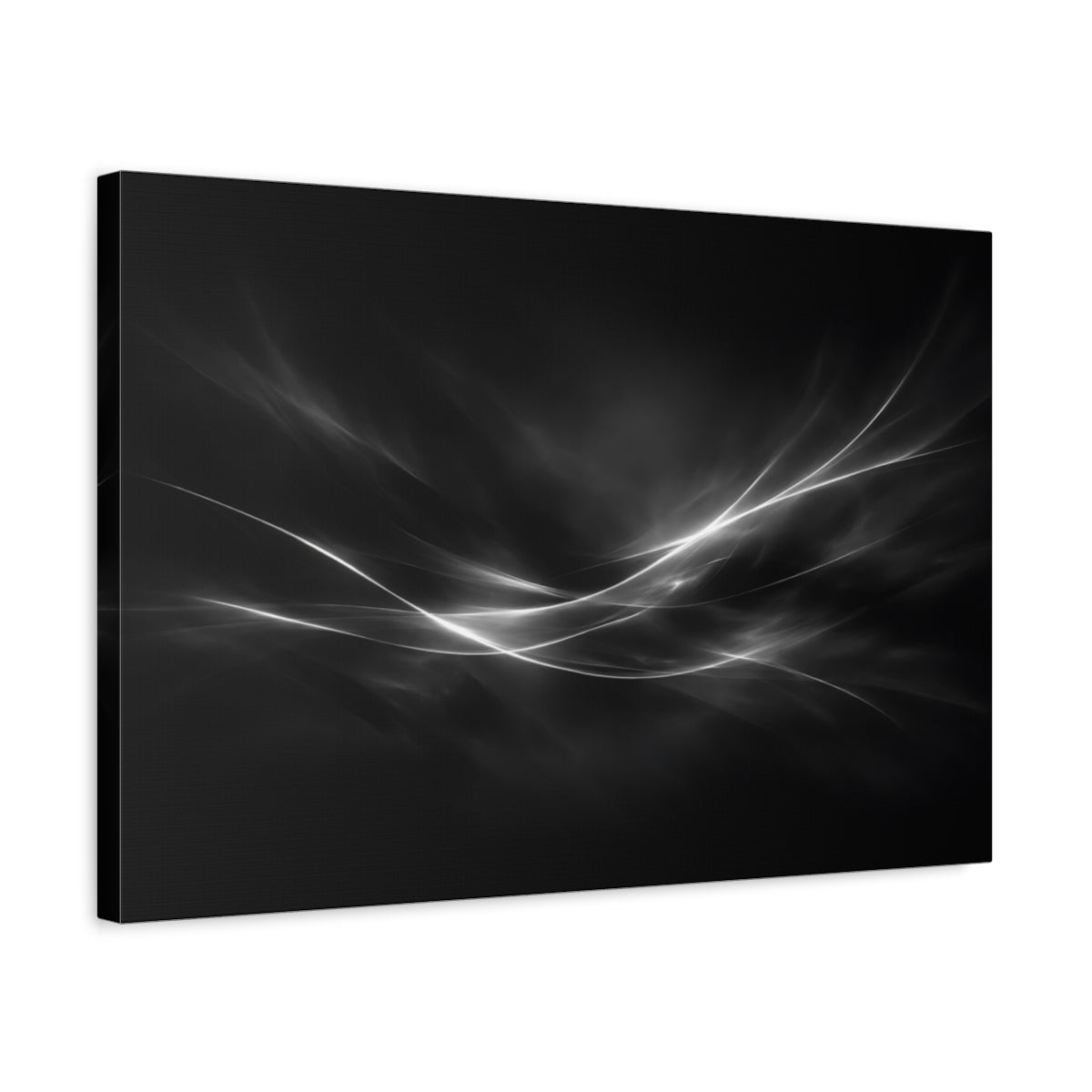 Side Mockup 3. Abstract Abstract Light Black White Abstract shown as stretched canvas wall art