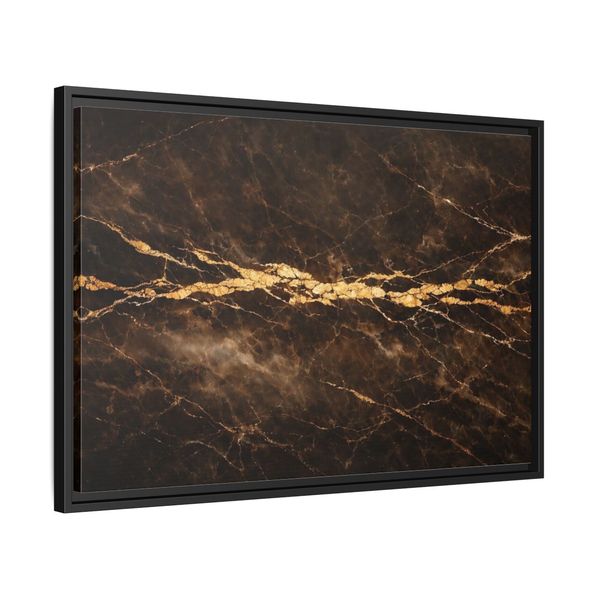 Side Mockup 14. Abstract Marble Texture Brown Gold Marble shown as stretched canvas wall art