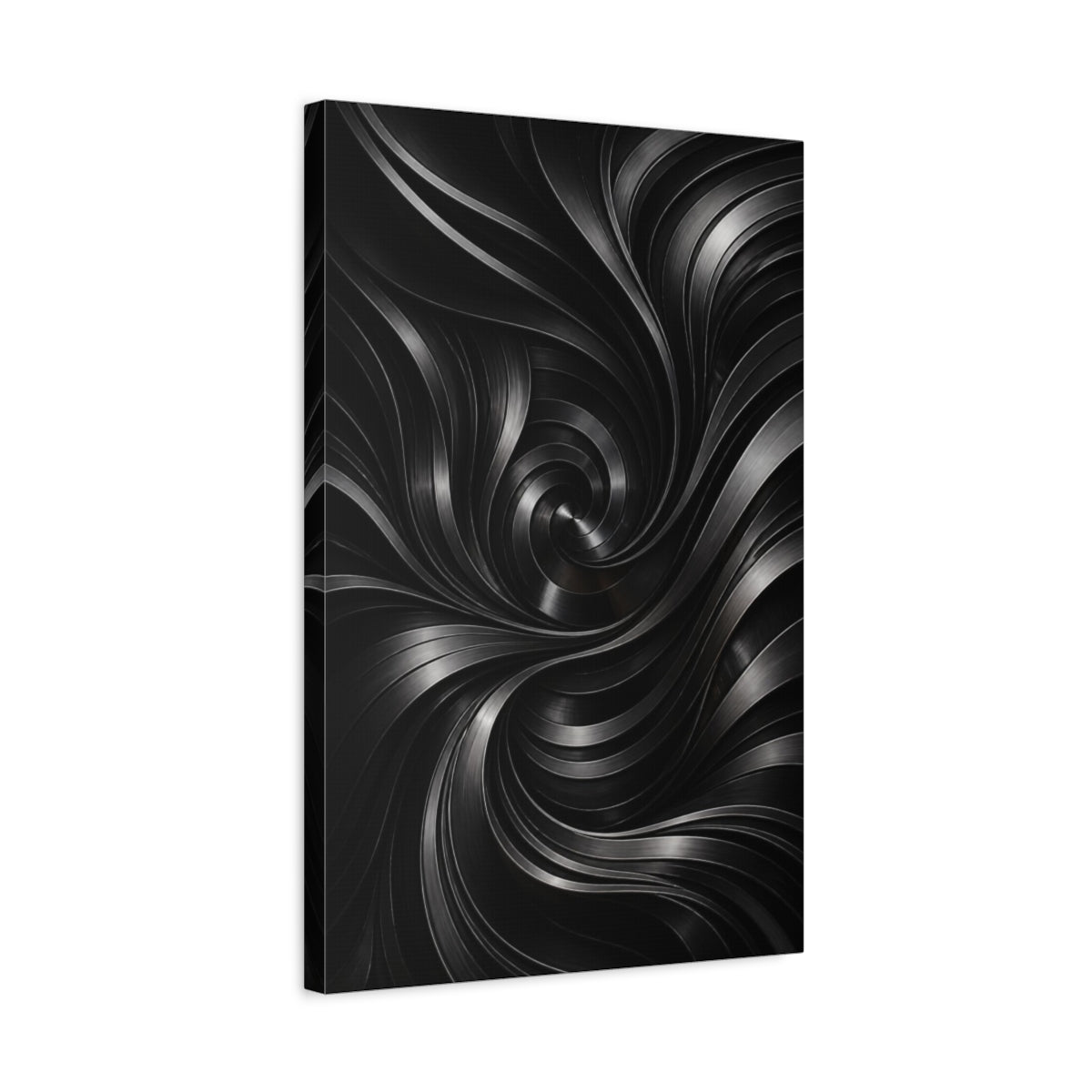 Side Mockup 3. Abstract Metallic Swirl shown as canvas print