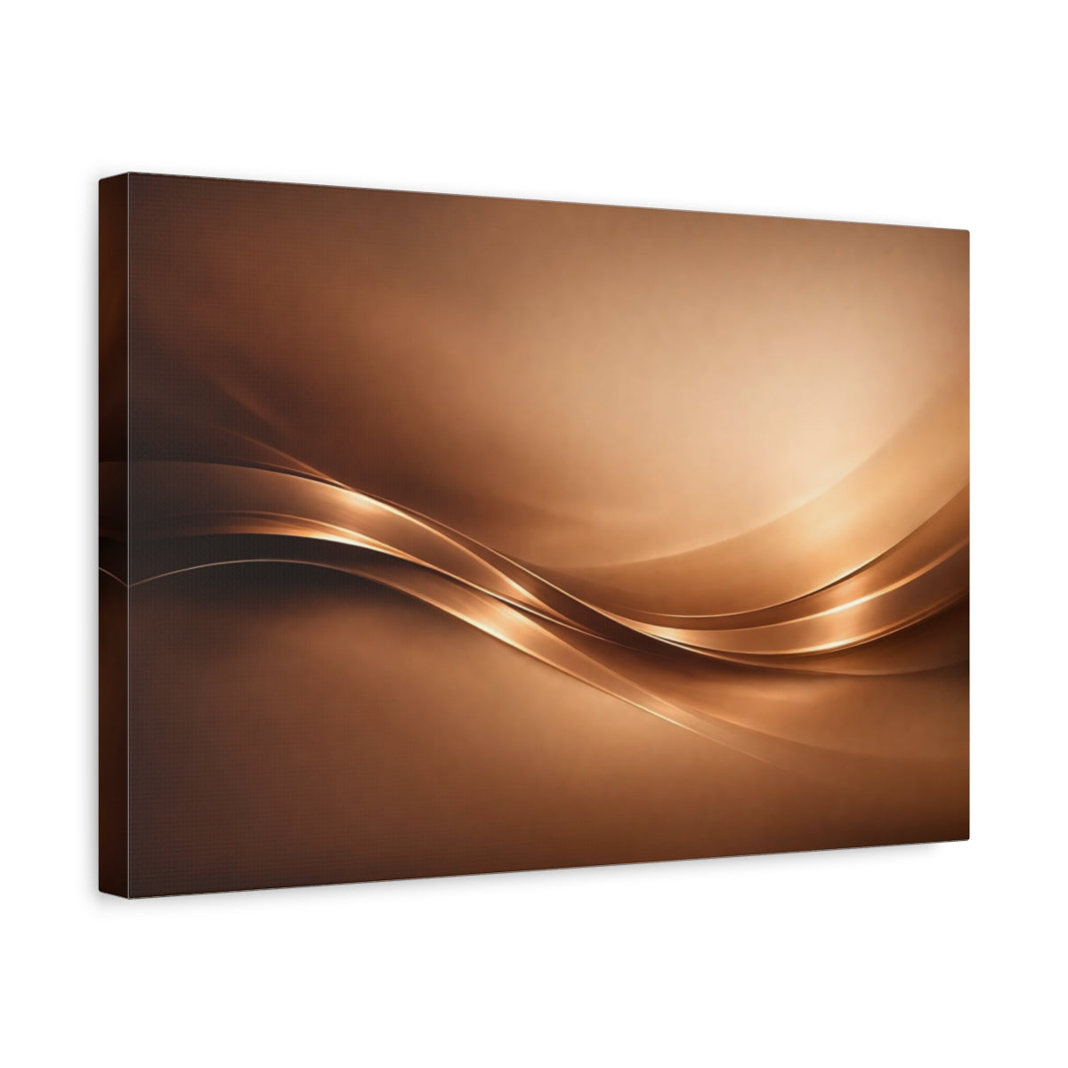 Side Mockup 4. Abstract Metallic Waves Bronze Gold Abstract shown as stretched canvas wall art