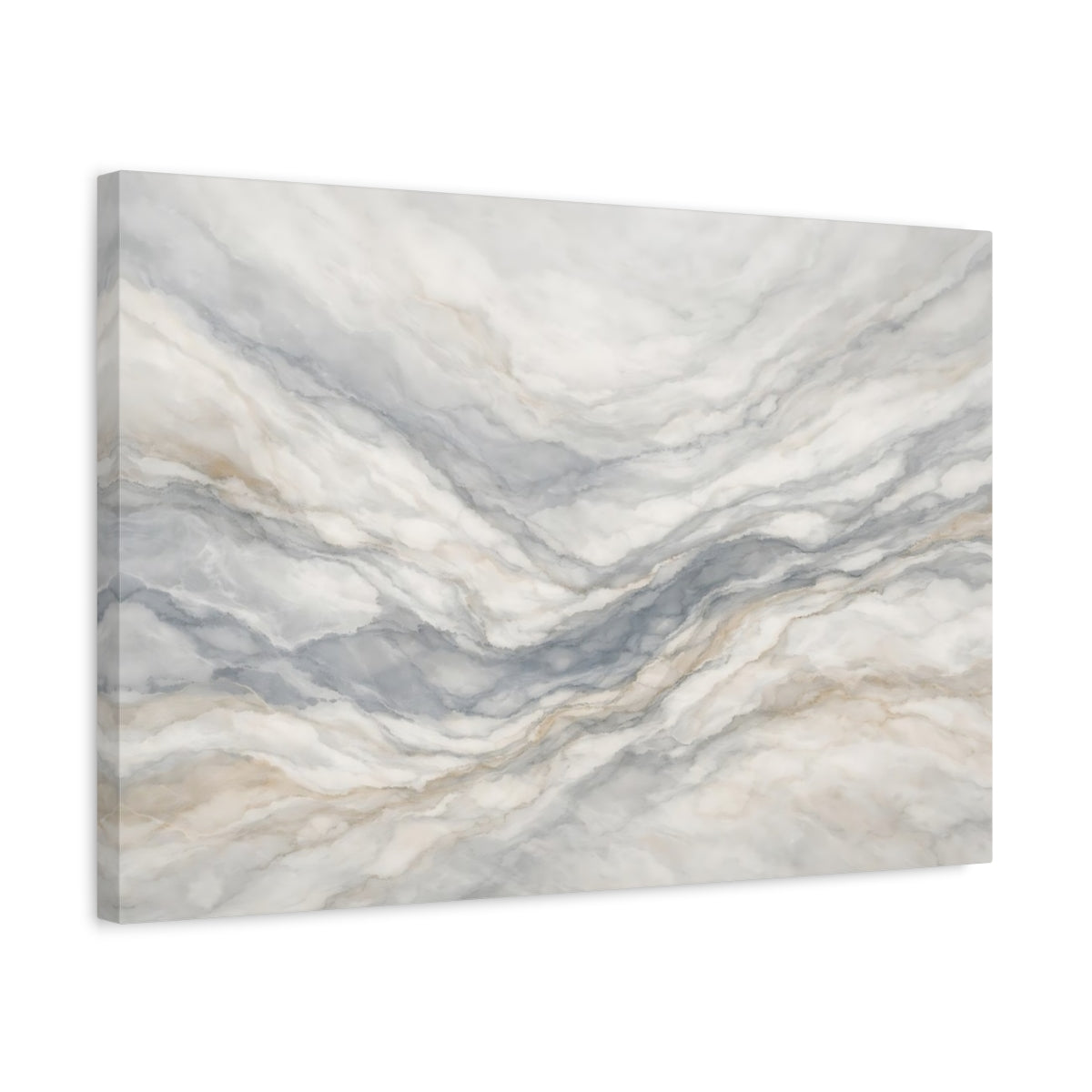 Side Mockup 3. Abstract Marble Texture Gray Gold Marble shown as stretched canvas wall art