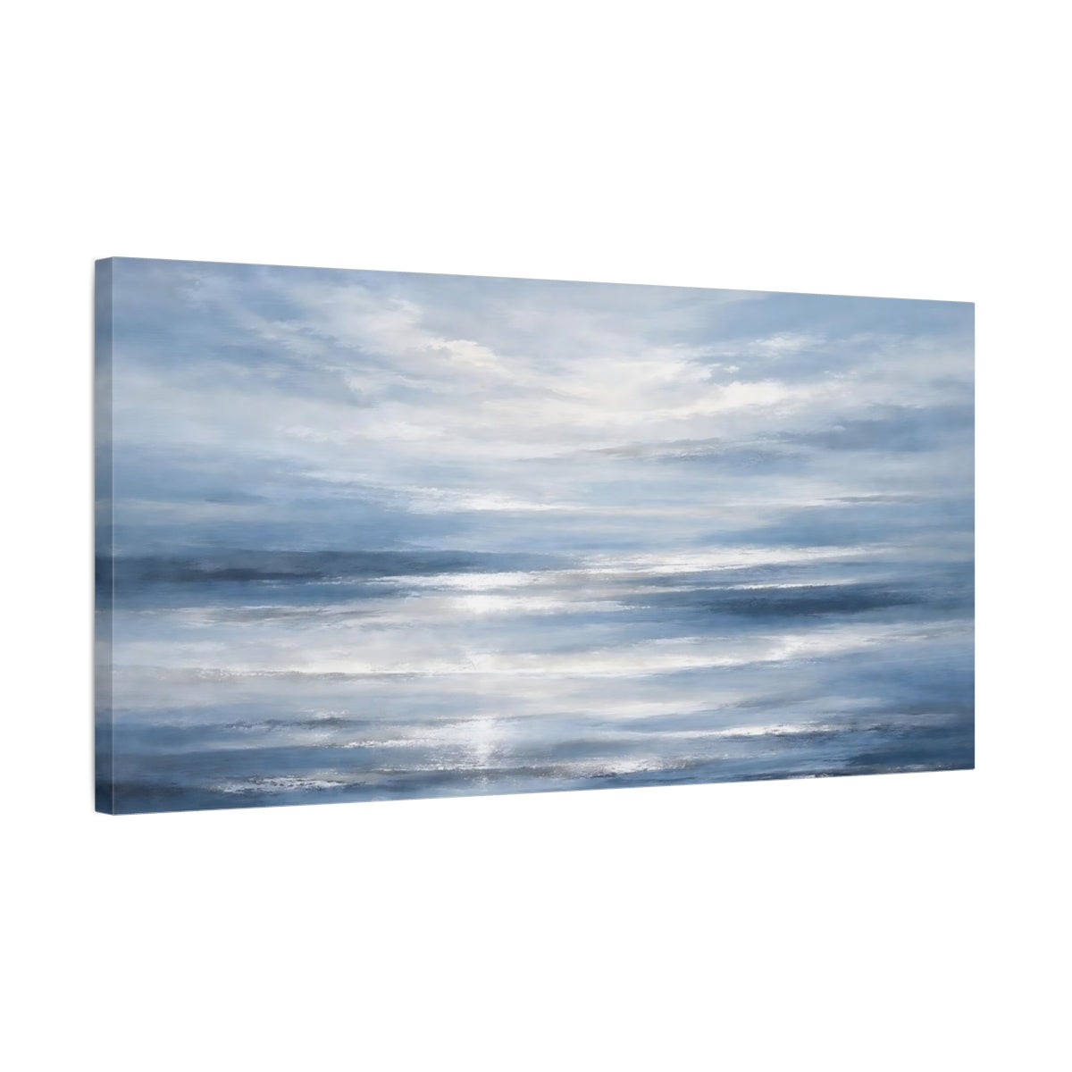 Side Mockup 2. Nature Ocean Waves Blue Seascape shown as stretched canvas wall art