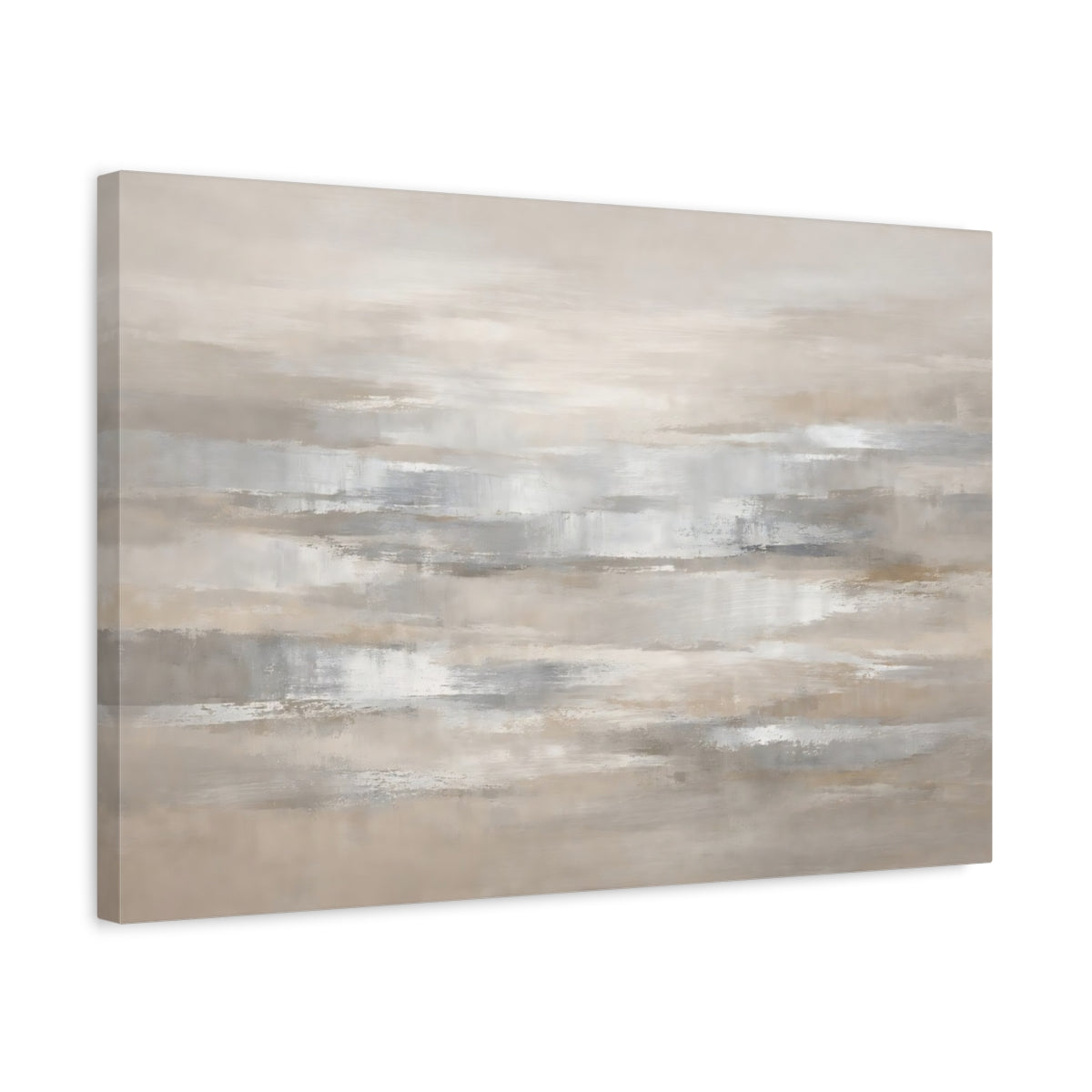 Side Mockup 3. Abstract Abstract Strokes Neutral Abstract shown as stretched canvas wall art