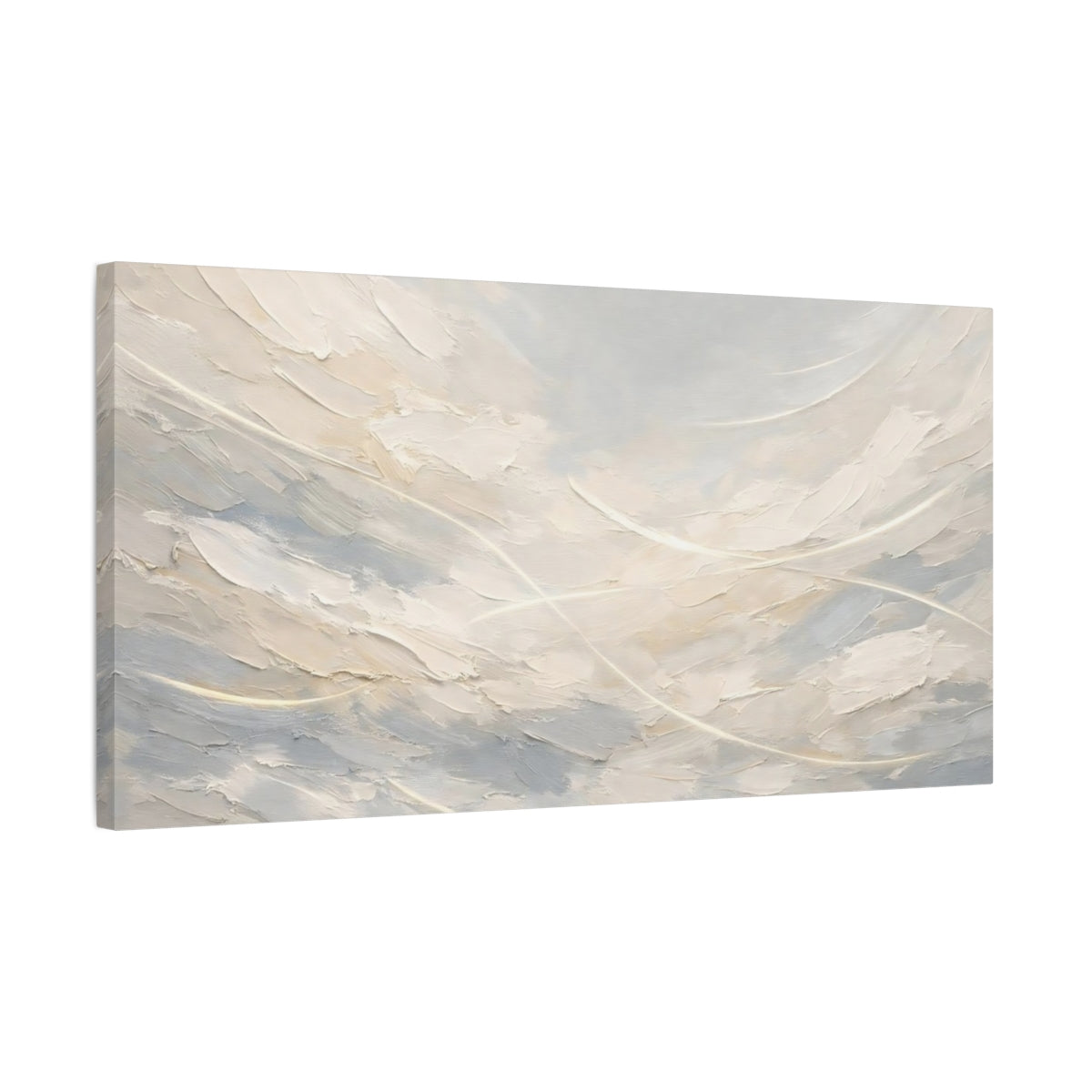Side Mockup 2. Abstract Textured Abstract Neutral Beige Gray shown as stretched canvas wall art