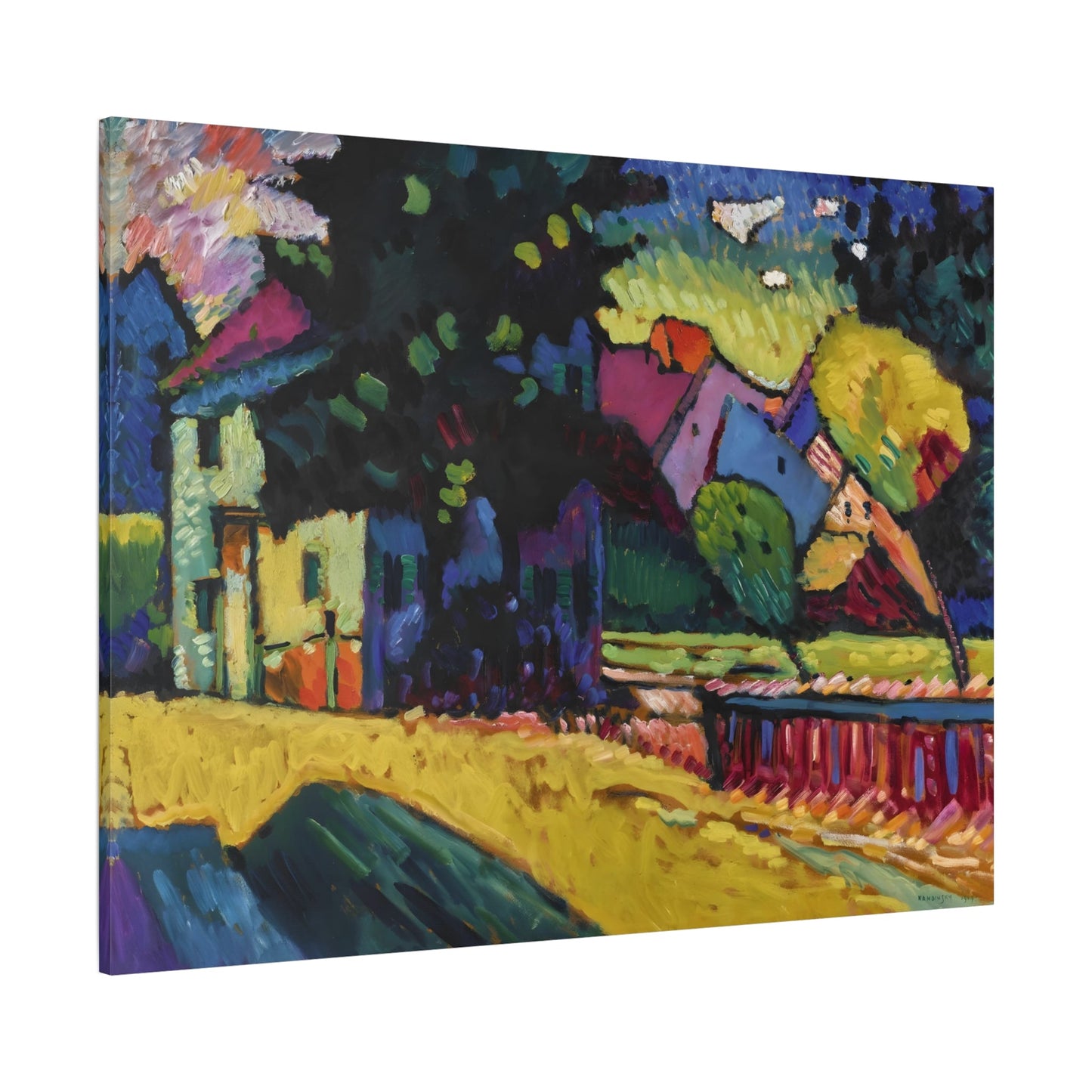 Abstract Murnau Landscape Kandinsky Canvas Print - Green House Wall Art - YesArtYes