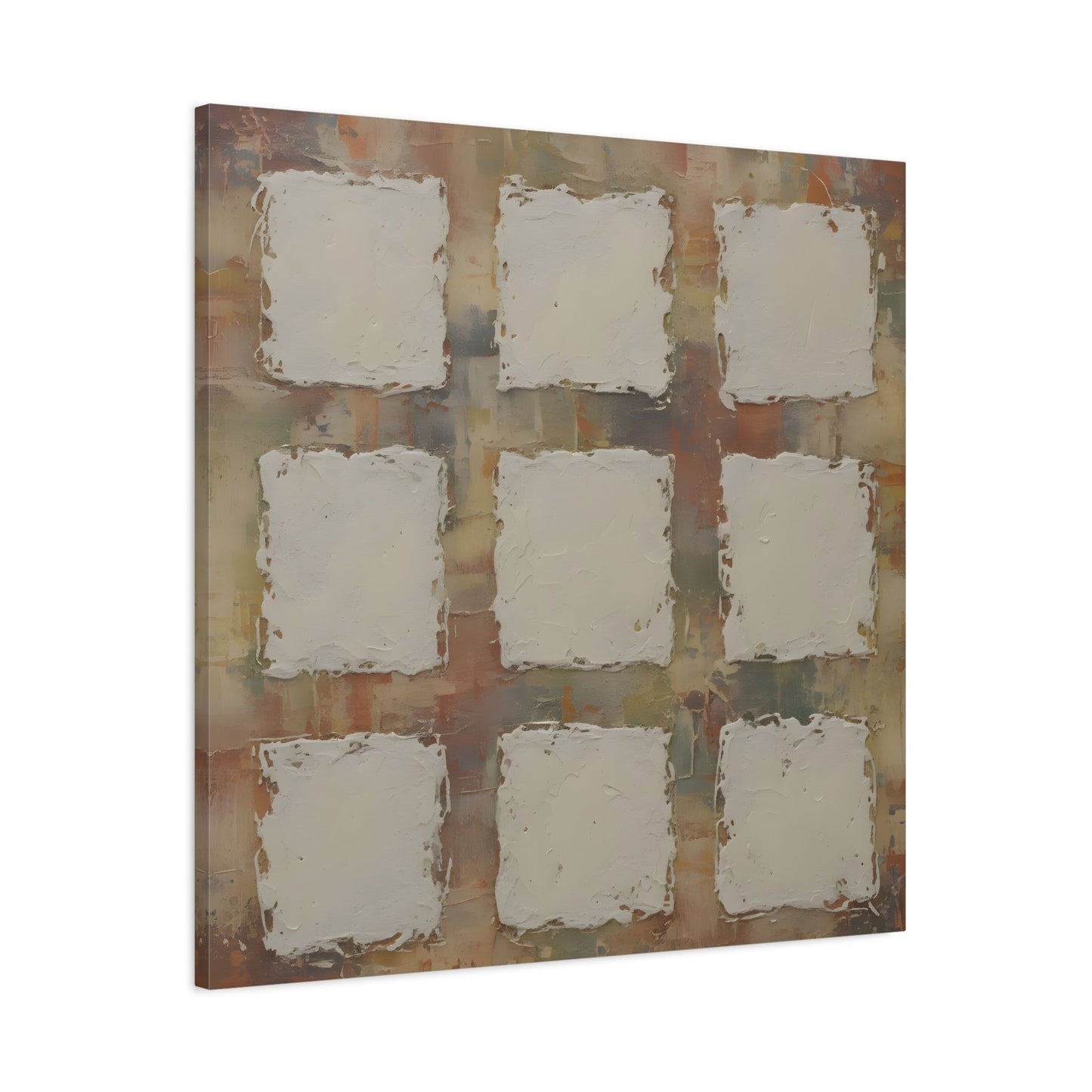 Abstract Neutral Textured Squares Wabi Sabi - Canvas Wall Art Print - YesArtYes