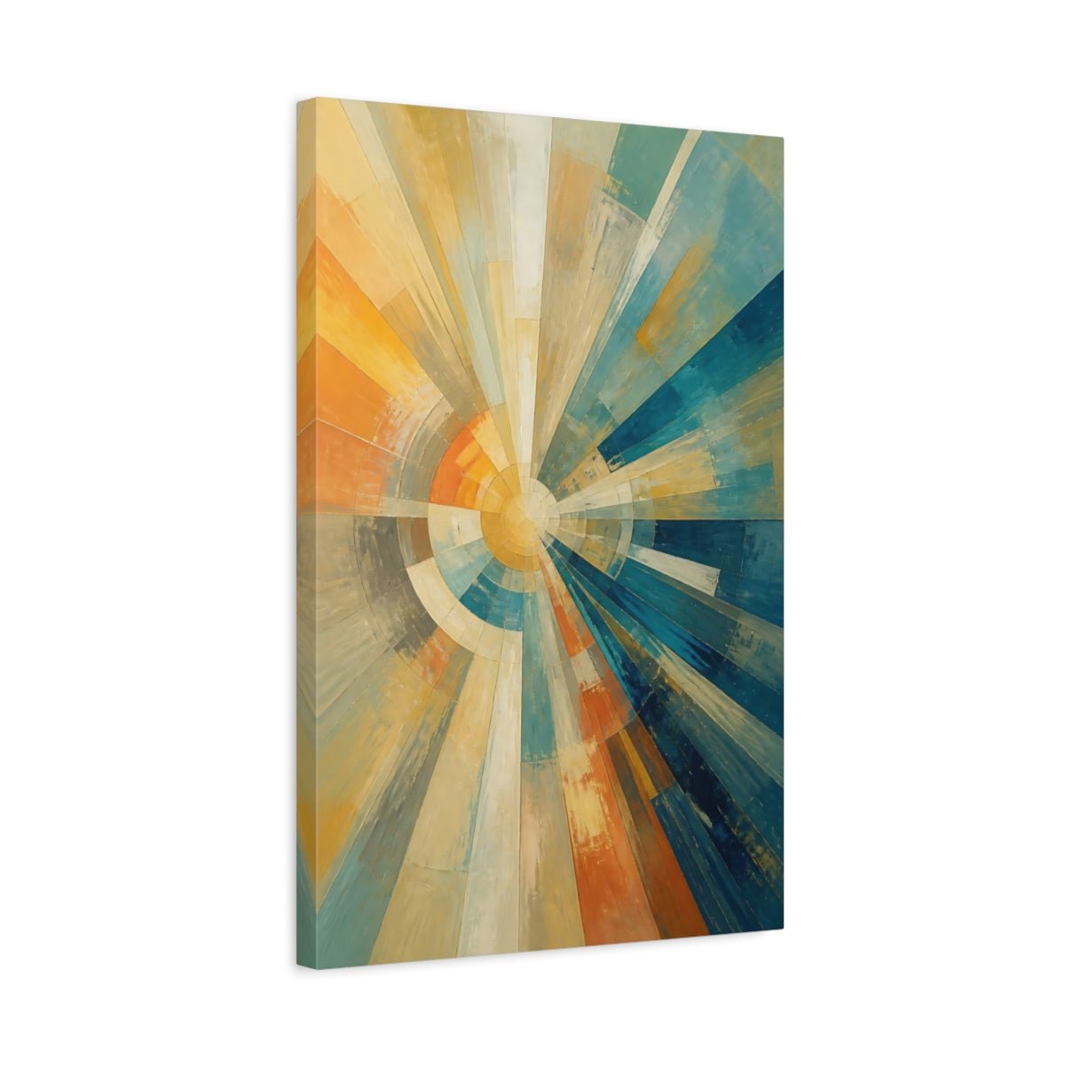 Abstract Radial Pattern Orange Blue Canvas Print – Decor for Living Room, Above Console Table - YesArtYes