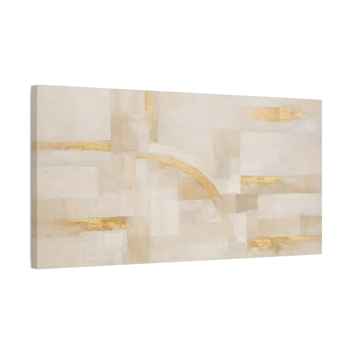 Side Mockup 2. Abstract Abstract Shapes Beige Gold Abstract shown as stretched canvas wall art