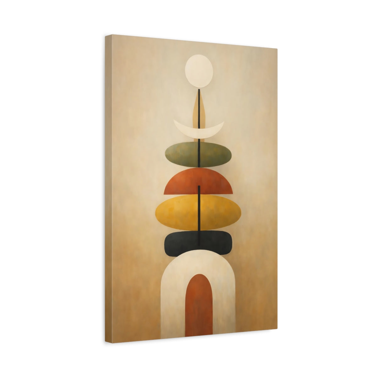 Side Mockup 3. Abstract Abstract Shapes Earth Tone Abstract shown as stretched canvas wall art