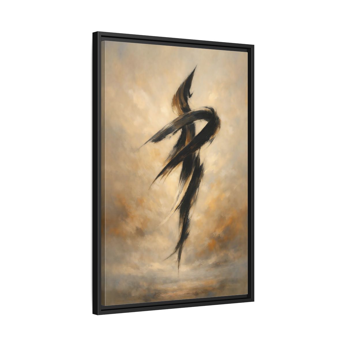 Side Mockup 14. Abstract Abstract Strokes Brown And Beige shown as stretched canvas wall art