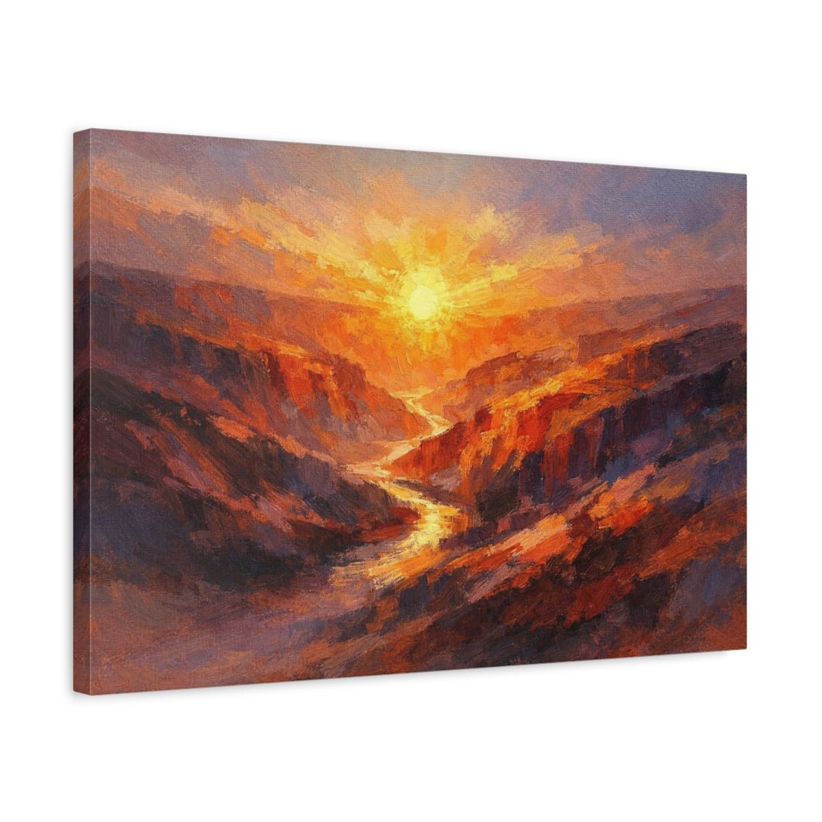 Abstract Sunrise Canyon River Nature - Canvas Wall Art Print - YesArtYes