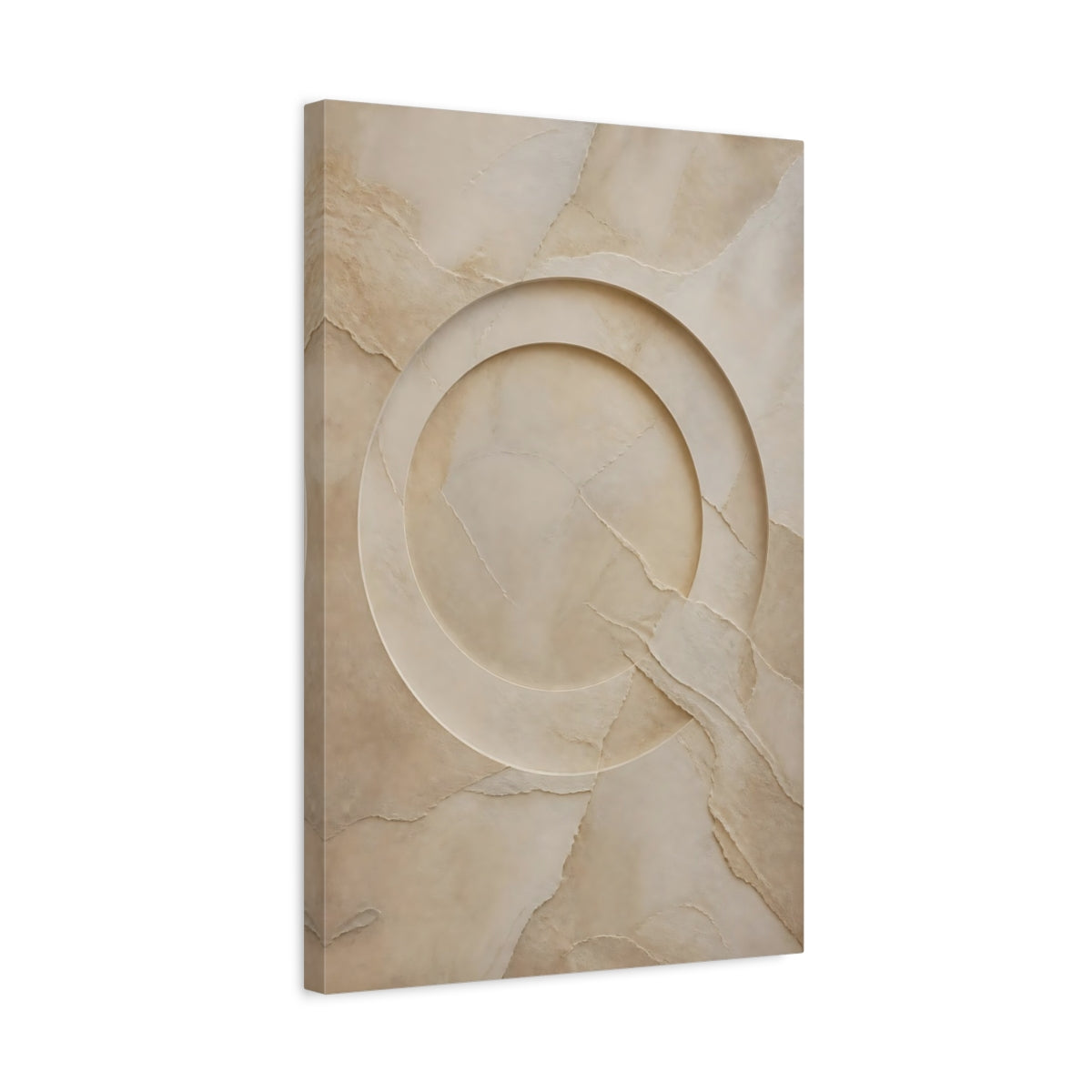 Side Mockup 3. Abstract Abstract Texture Beige And Tan shown as stretched canvas wall art
