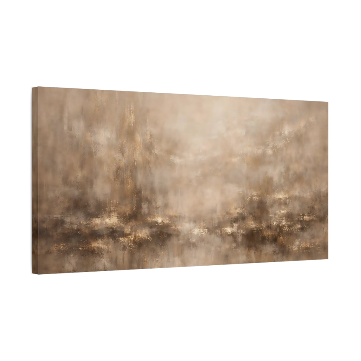 Side Mockup 2. Abstract Abstract Texture Brown And Gold shown as stretched canvas wall art