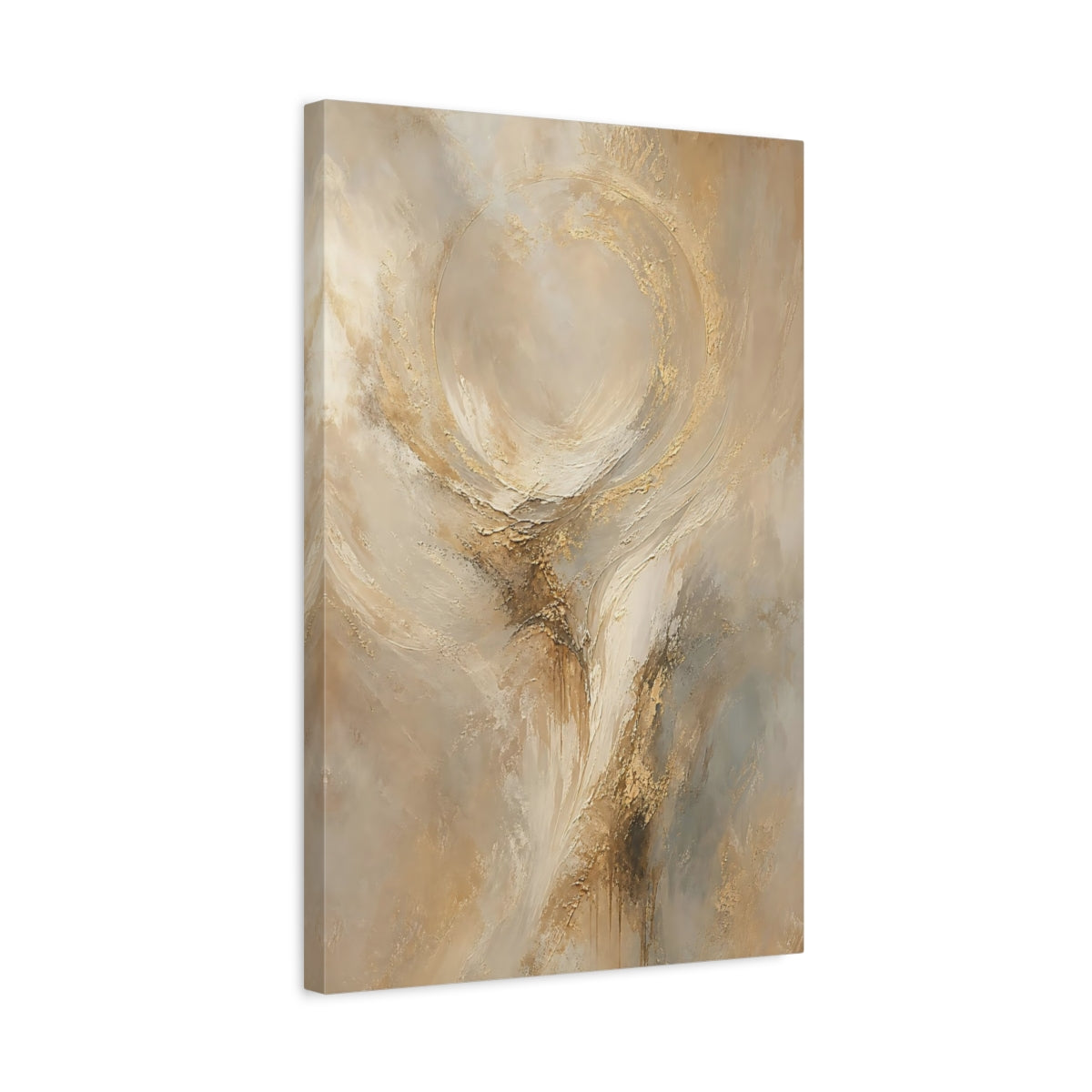 Side Mockup 3. Abstract Abstract Texture Abstract Gold And Beige shown as stretched canvas wall art