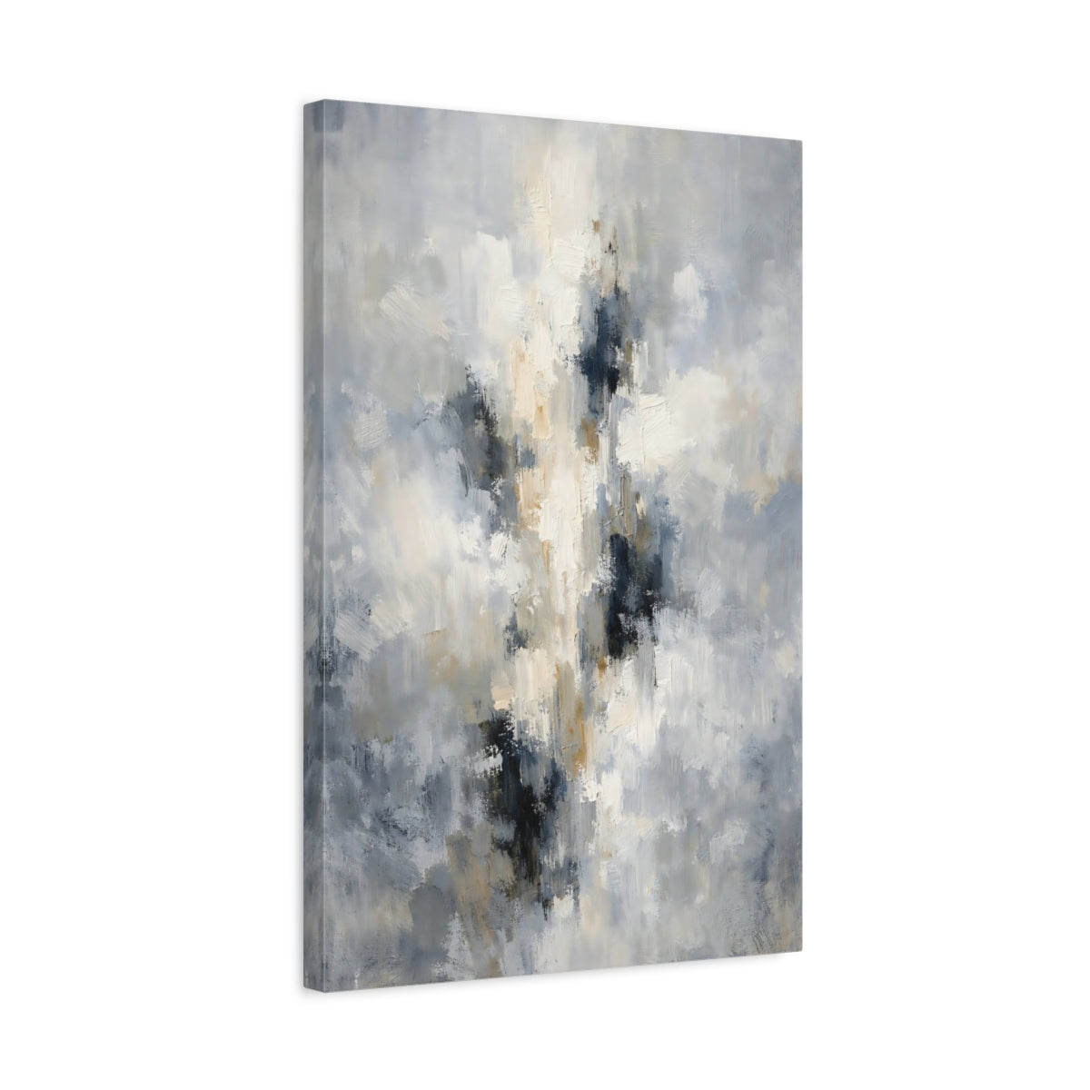 Side Mockup 3. Abstract Abstract Texture Gray Beige Abstract shown as stretched canvas wall art