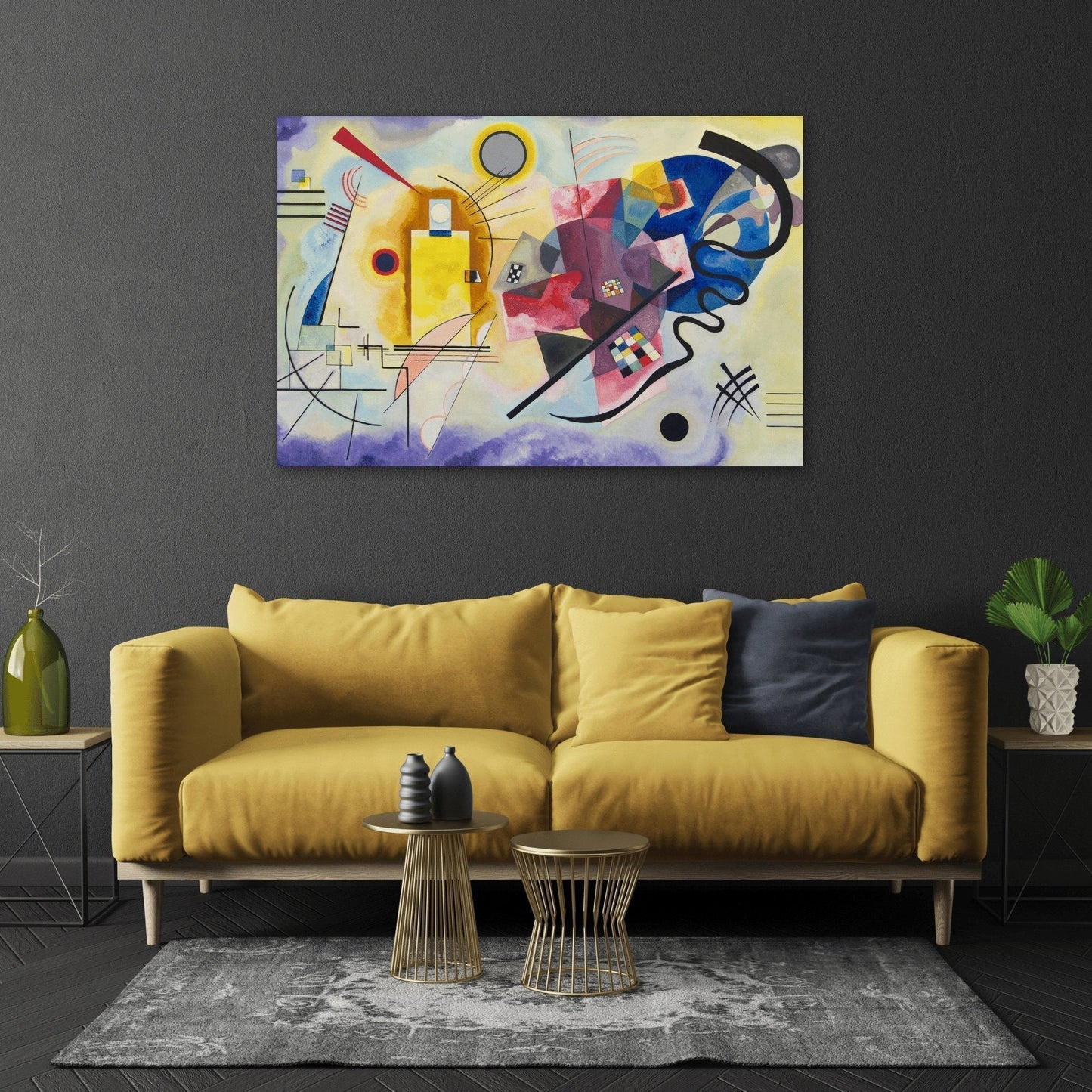 Abstract Wall Art Kandinsky Yellow Red Blue Canvas Print - YesArtYes