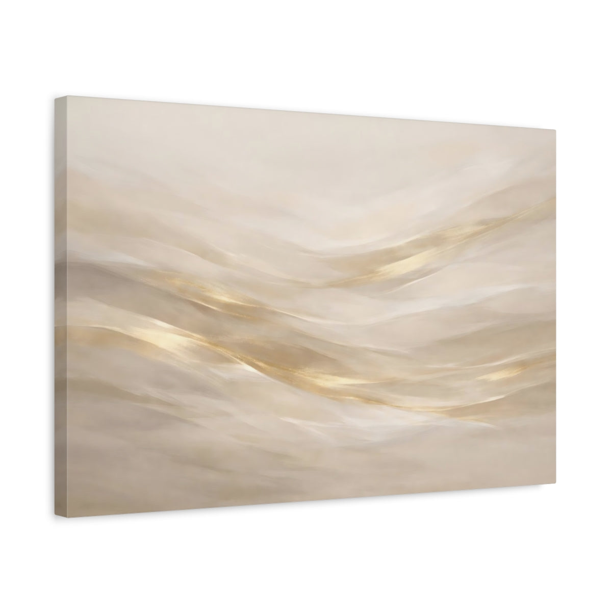 Side Mockup 3. Abstract Abstract Waves Cream Gold Abstract shown as stretched canvas wall art