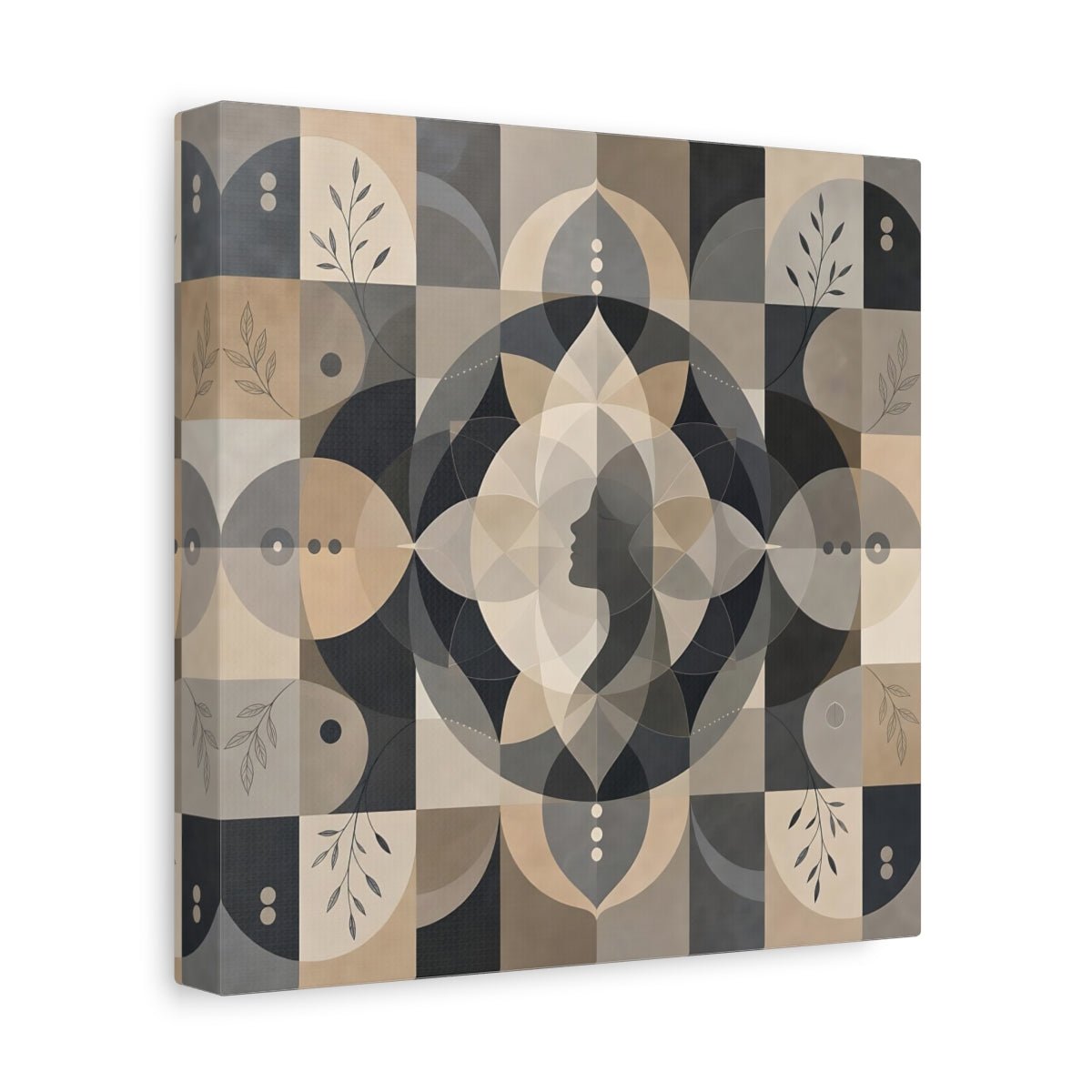 Abstract Woman Profile Earthy Tones Canvas Print – Living Room, Above Fireplace - YesArtYes