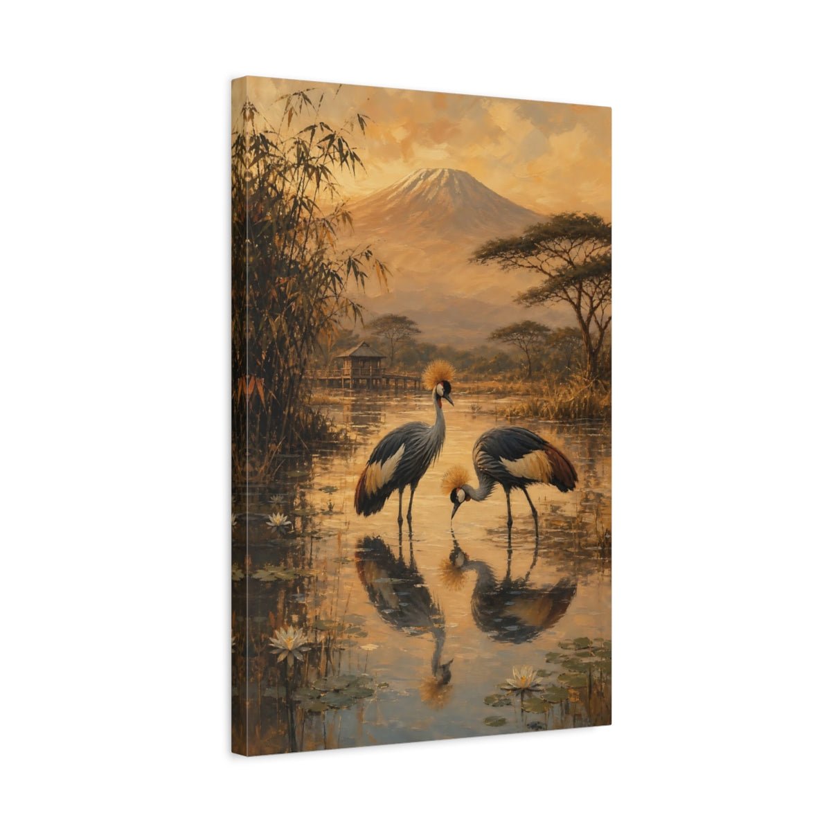 African Safari Oil Sketch With Warm Canvas Print – Classical Decor for Living Room, Above Fireplace - YesArtYes