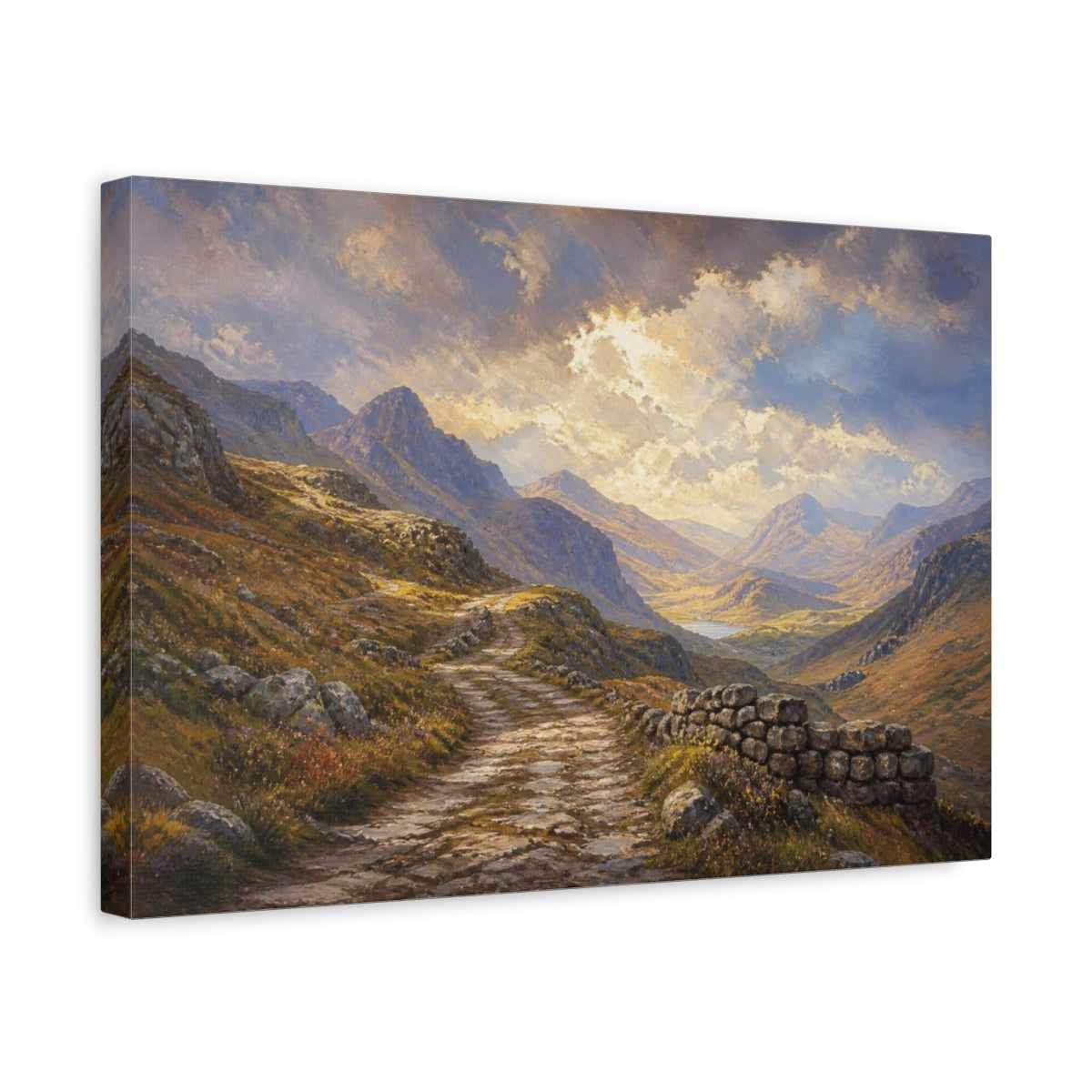 Side Mockup 4. Ancient Mountain Road shown as canvas print