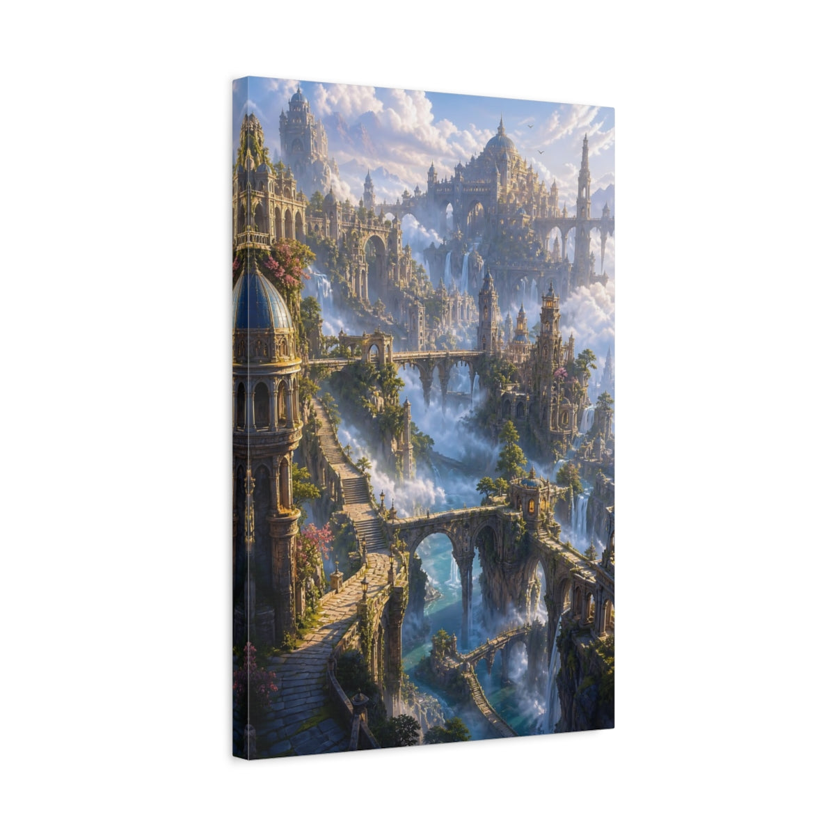 Side Mockup 3. Ancient Sky City shown as canvas print