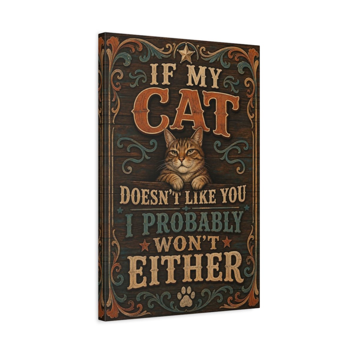 Animals Cat Rustic Canvas Wall Art Print – Vintage Living Room, Above Sofa - YesArtYes